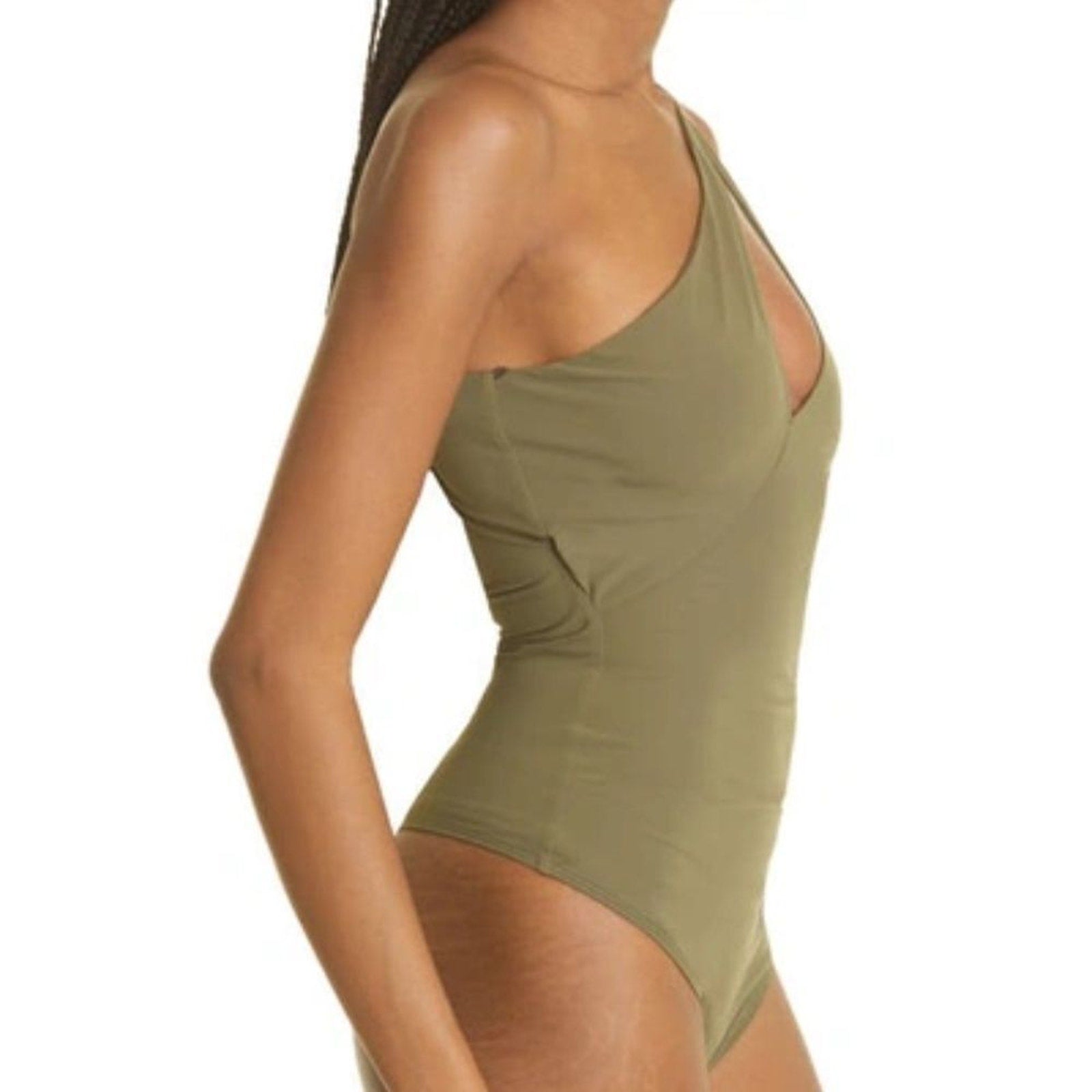 NWOT ALIX NYC Page One Shoulder Cut Out Thong Bodysuit - size M