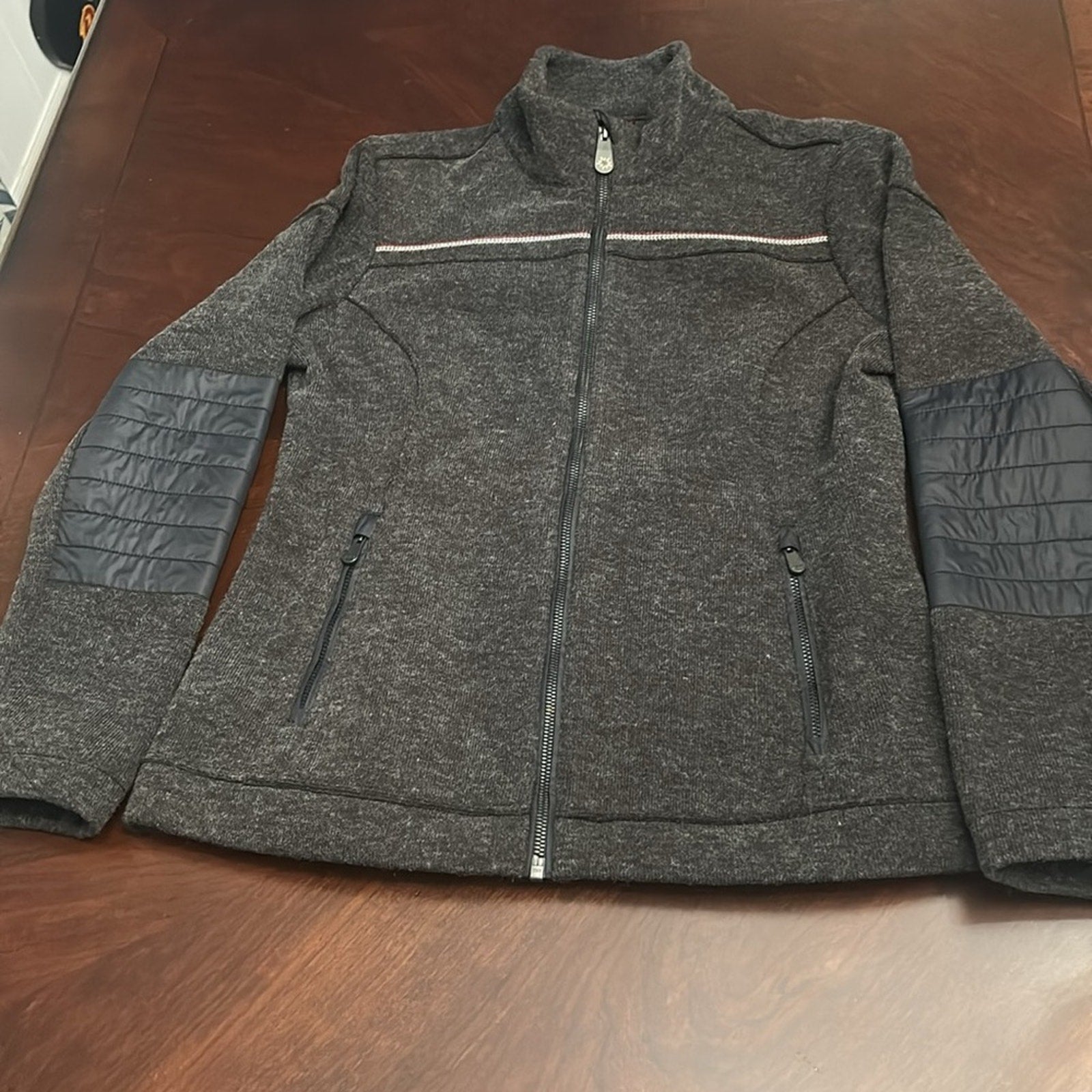 Alp N Rock Jacket Fleece Full Zip Grey Kitz Ski Embroidered Cross Stitch Patch M