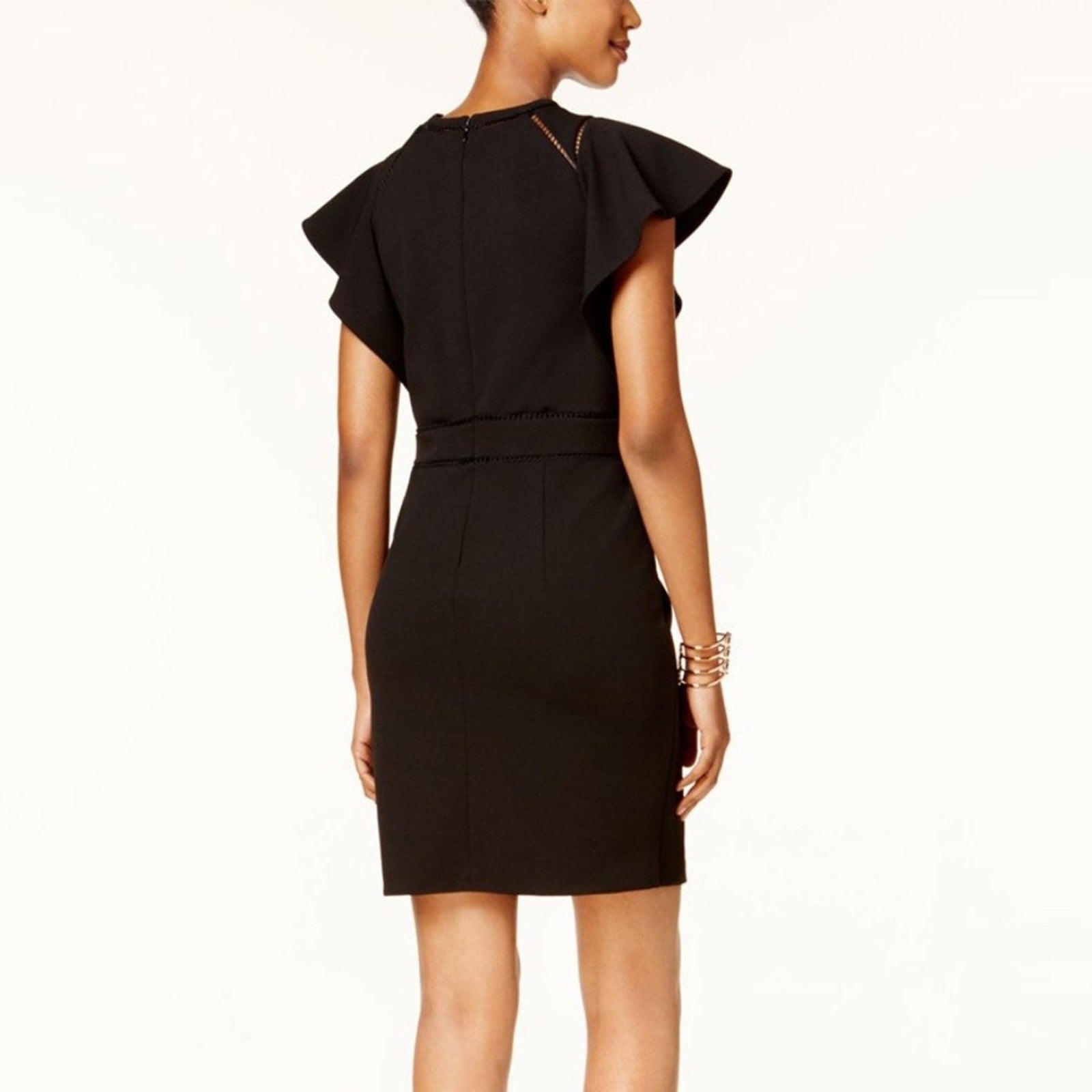 Ivanka Trump Ruffled Scuba Sheath Dress, Black -size 14