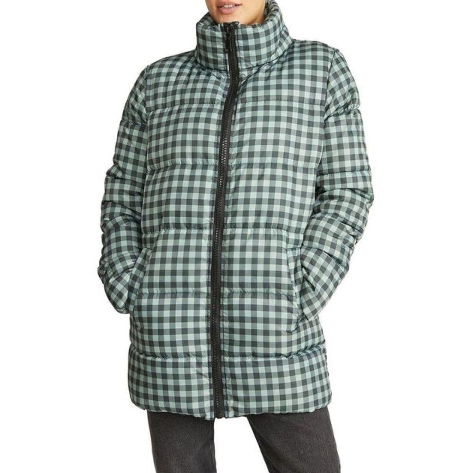 NEW REBECCA MINKOFF Gingham Check Puffer Jacket - size M