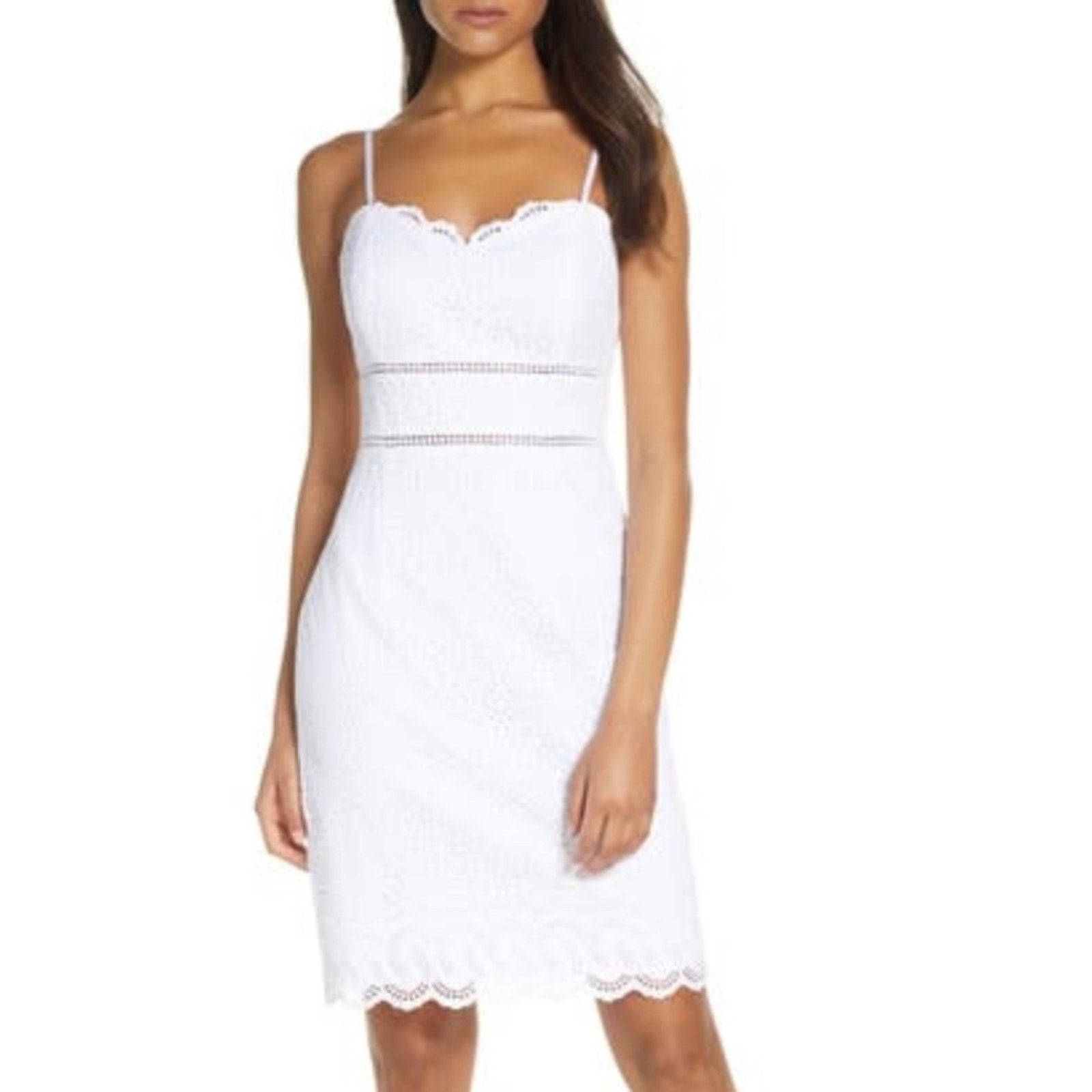 LILLY PULITZER Jaida Sweetheart Eyelet Dress In Resort White - size 00
