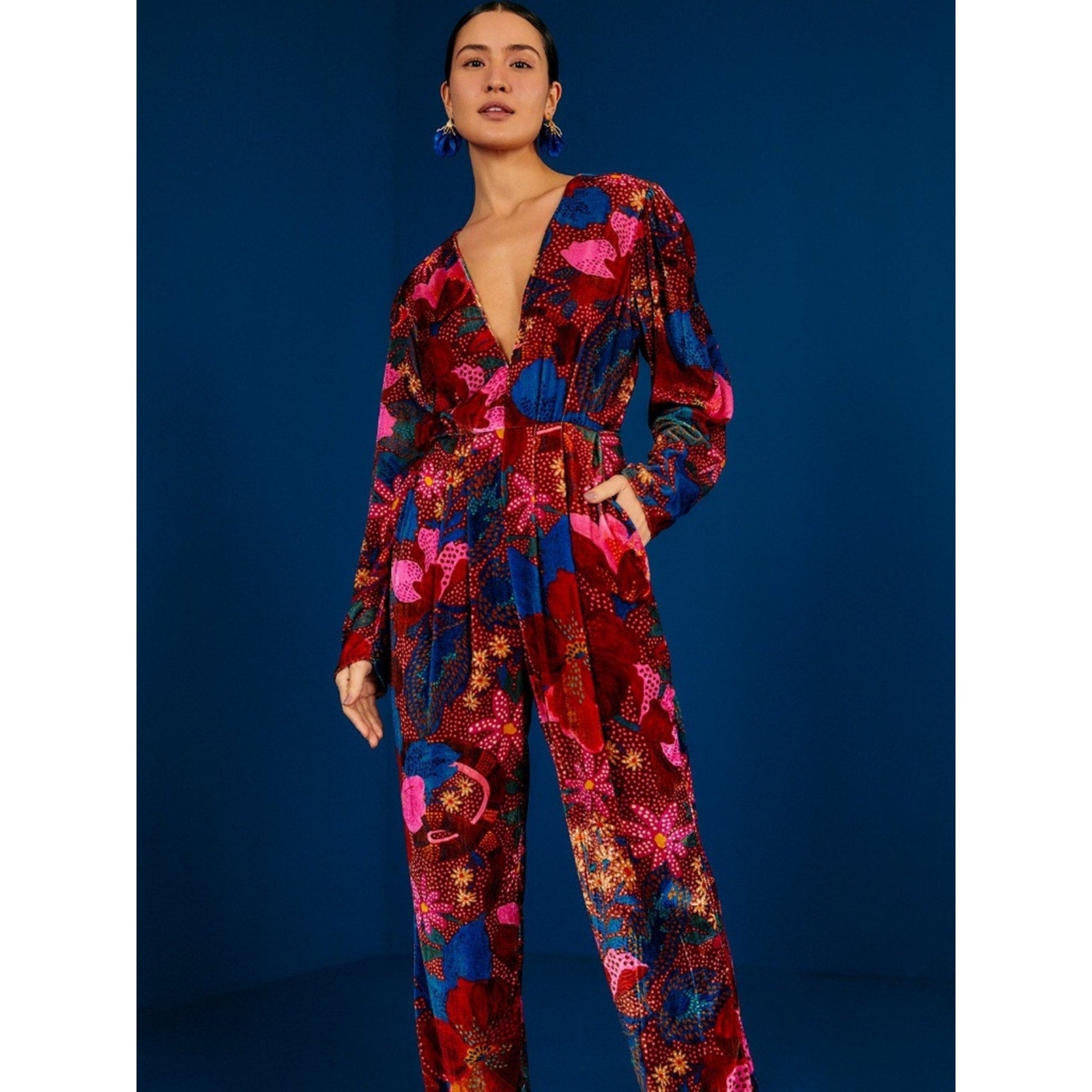 Farm Rio Floral-Print Jumpsuit - M