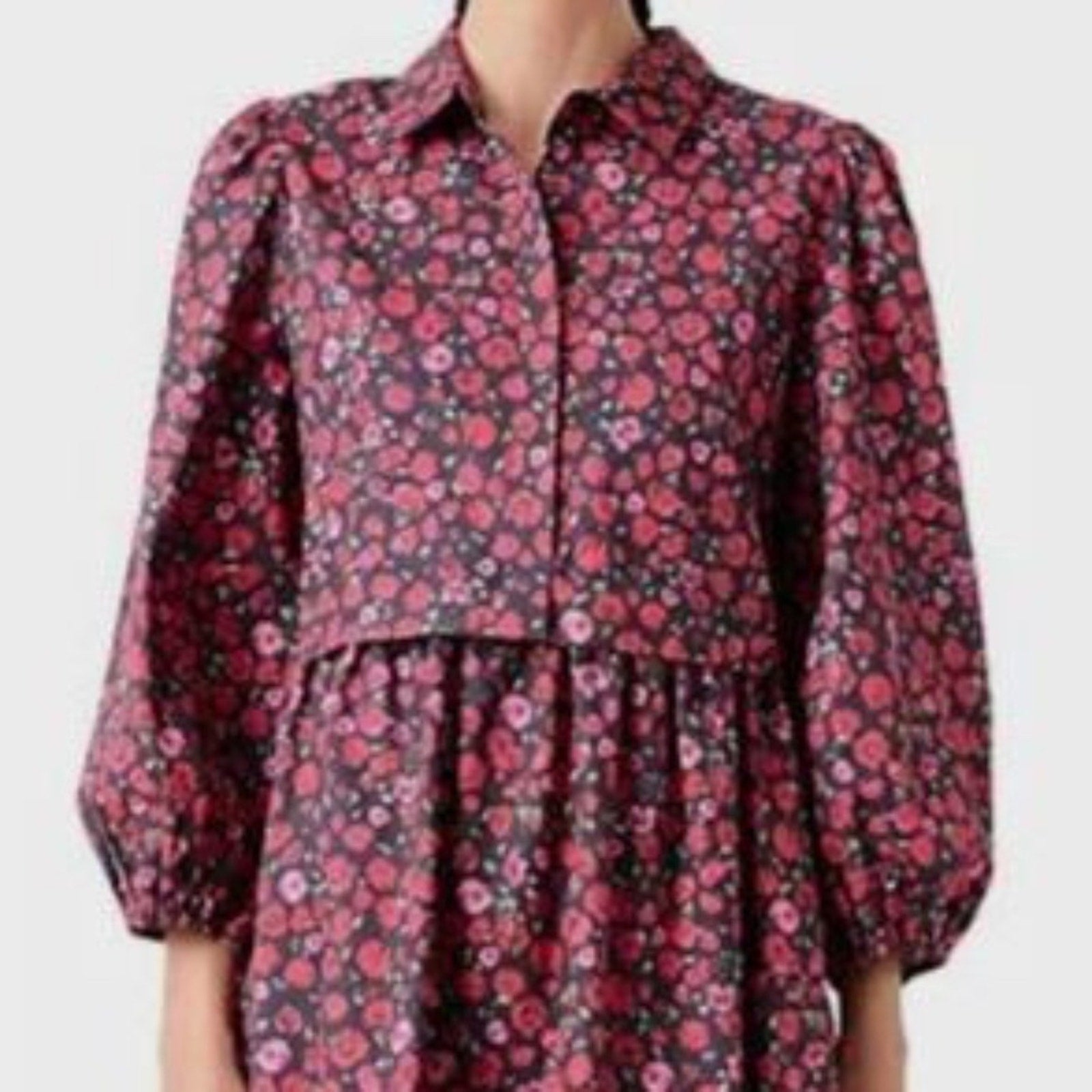 ENGLISH FACTORY FLORAL SHIRT MINI DRESS - size XS