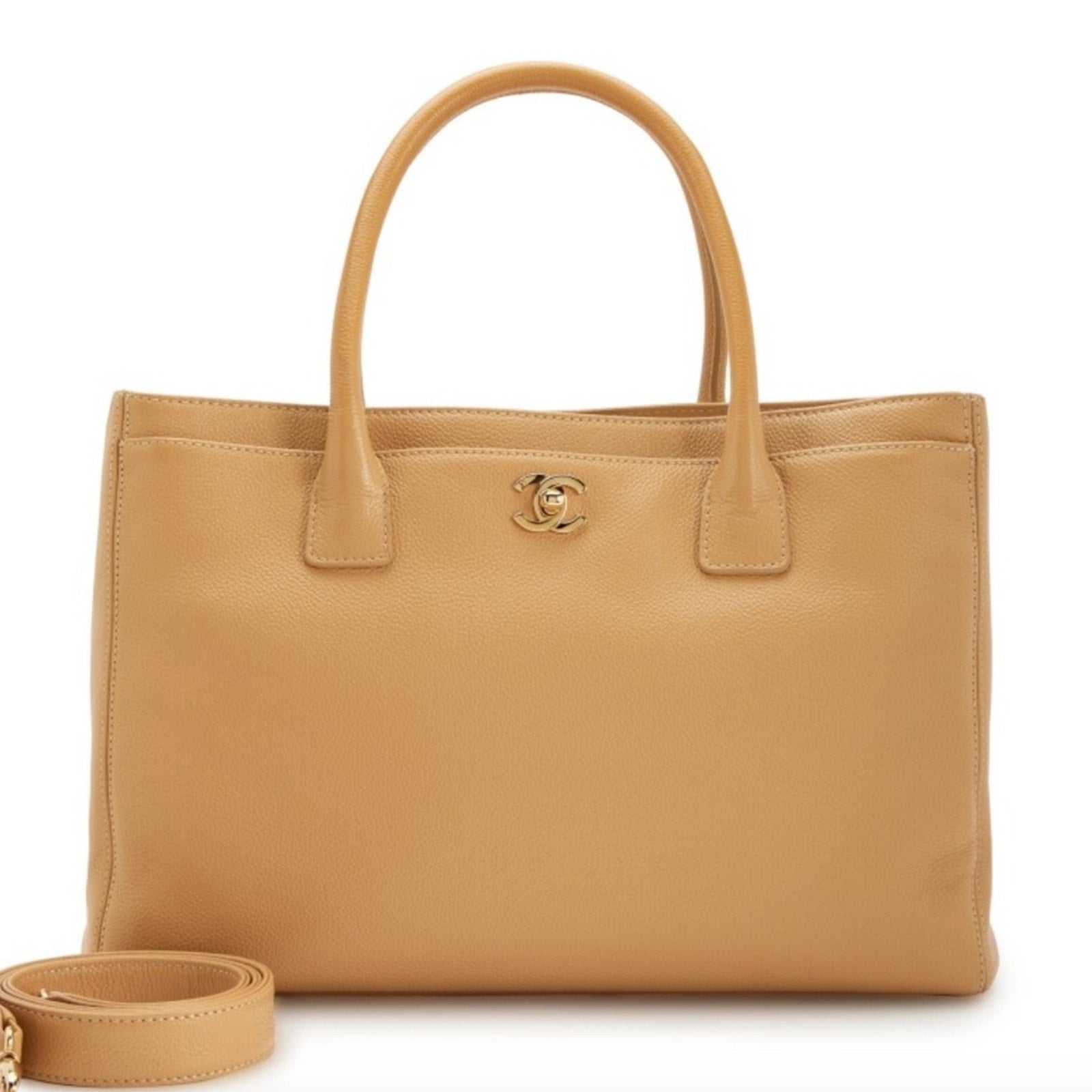 Chanel Beige Caviar Cerf Executive Medium Shopping Tote Gold Hardware, 2005-2006