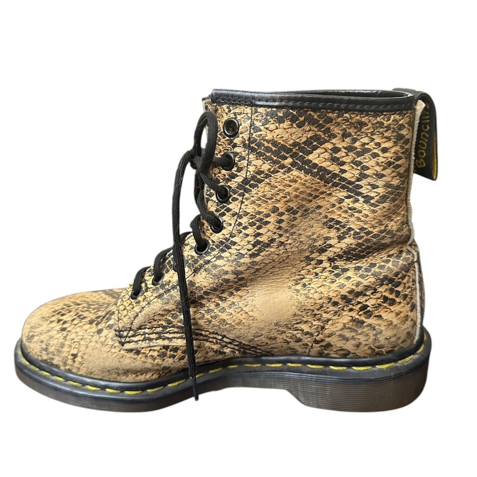 Dr. Martens Reptile Print Leather Boots - Vintage 1990's Docs - Ladies size 9 US