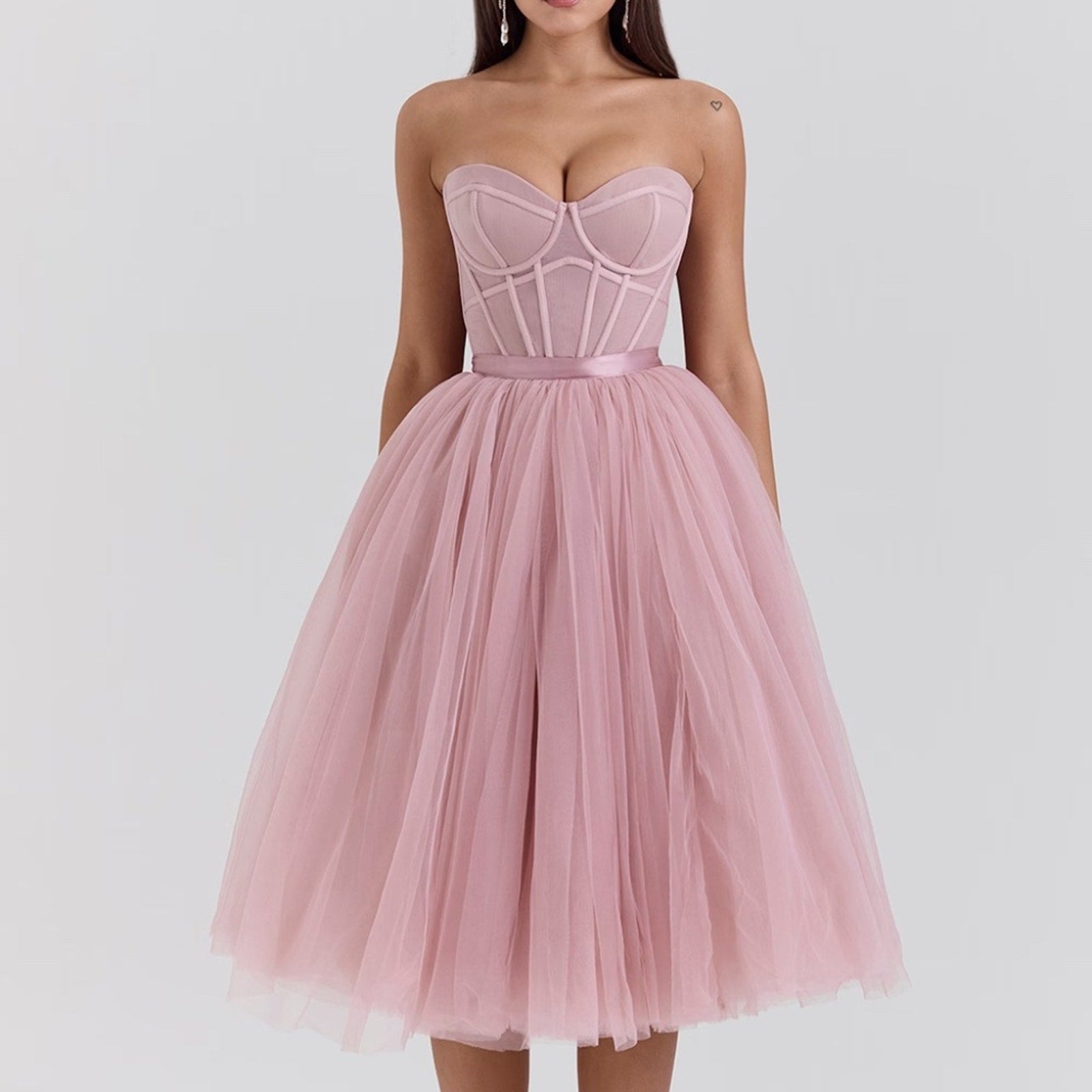 NWT House of CB Women's Darling Corset Fit & Flare Dress - Pink - size M