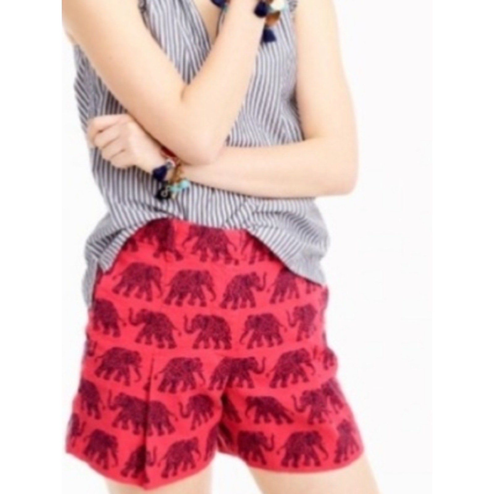 J. Crew Elephant Print Red Shorts - 8