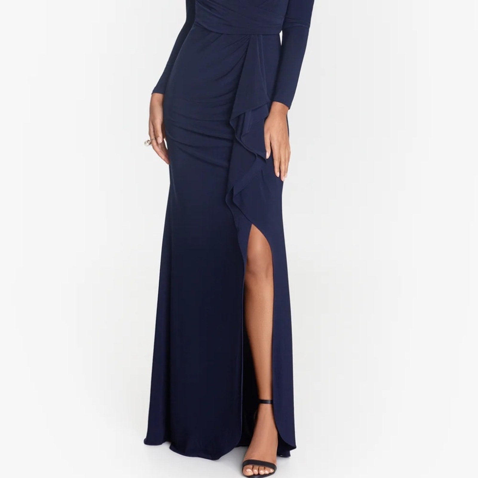 NWT Betsey Adam Elle A24450 Faux Wrap Cascade Jersey Gown - size 8