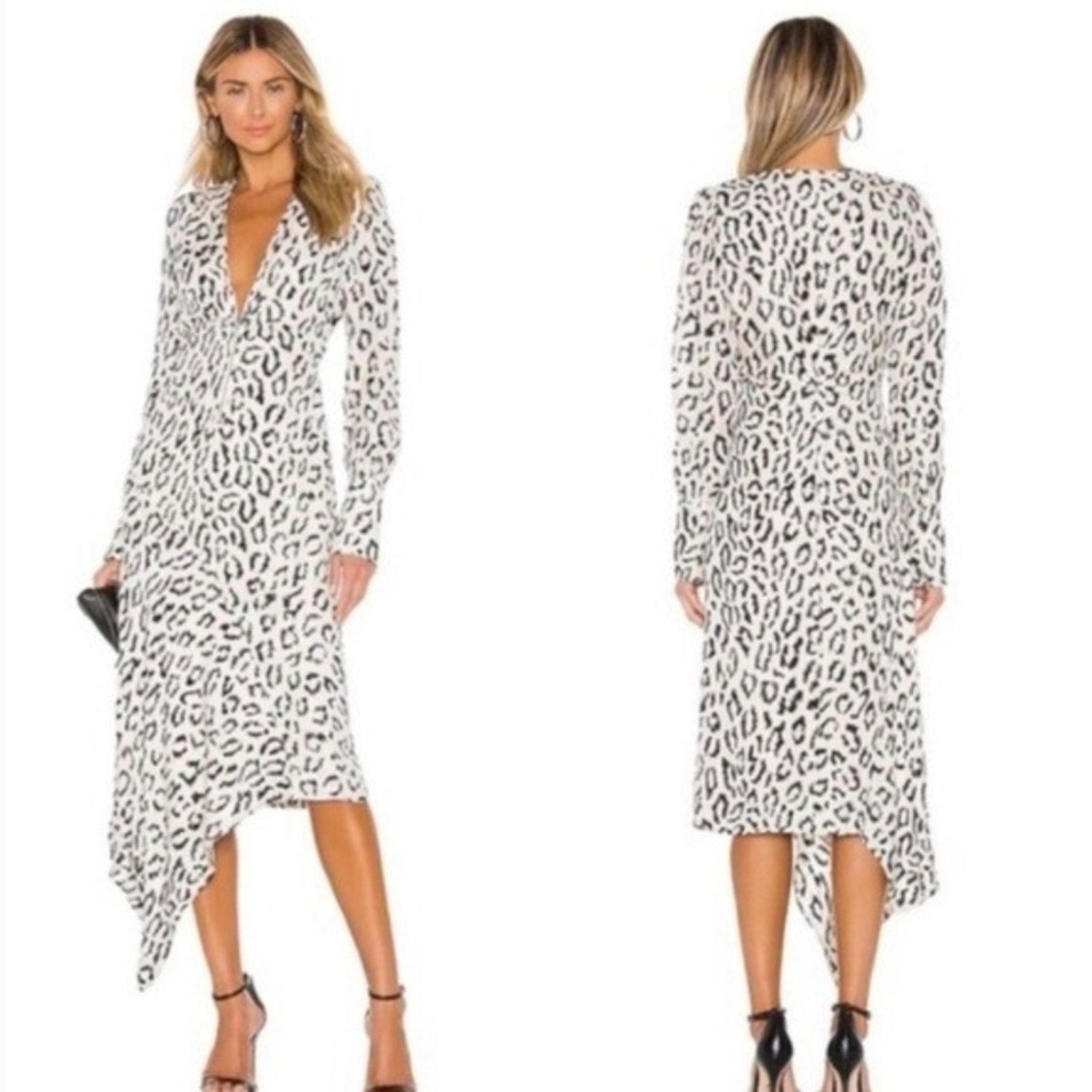 ALC | Eden Leopard Print Zip Front Silk Dress - size 0