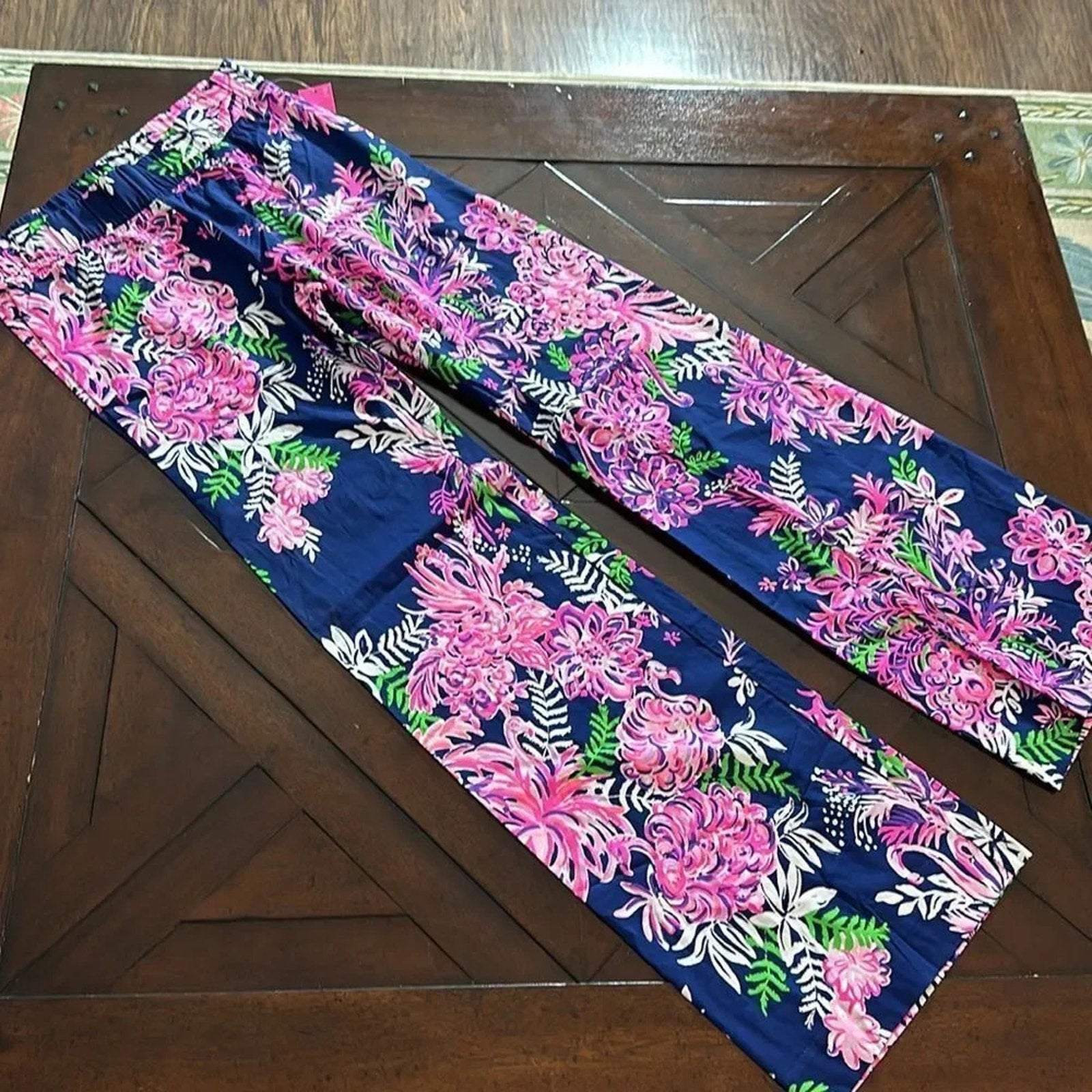 NWT Lilly Pulitzer  33" Bal Harbour Mid-Rise Palazzo Pant in Oysterbay navy - S