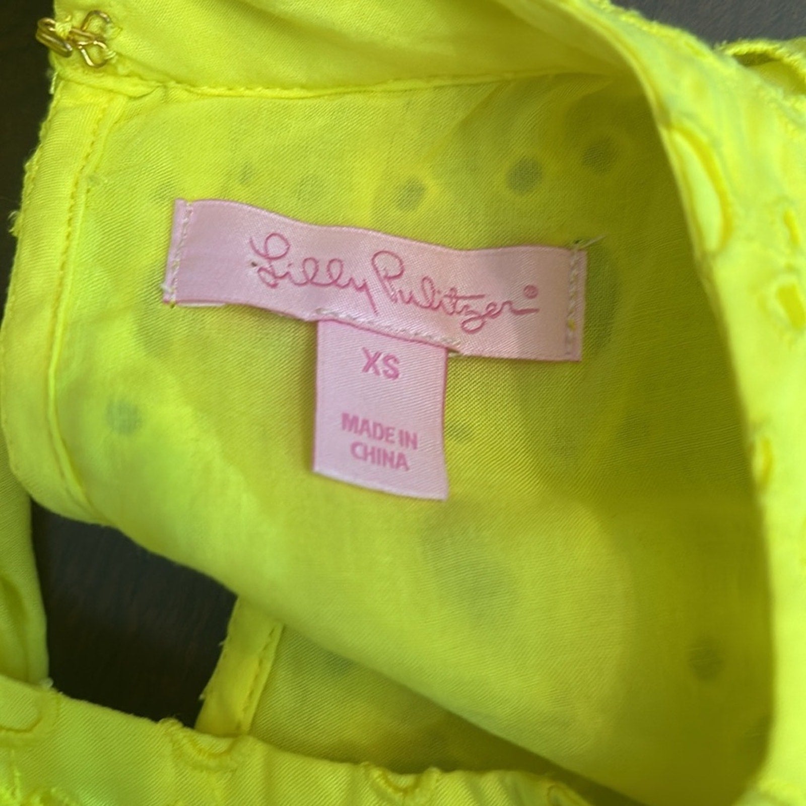 Lilly Pulitzer Indira Swing Dress Lilly’s Lemon Eyelet Cotton Blend - size XS