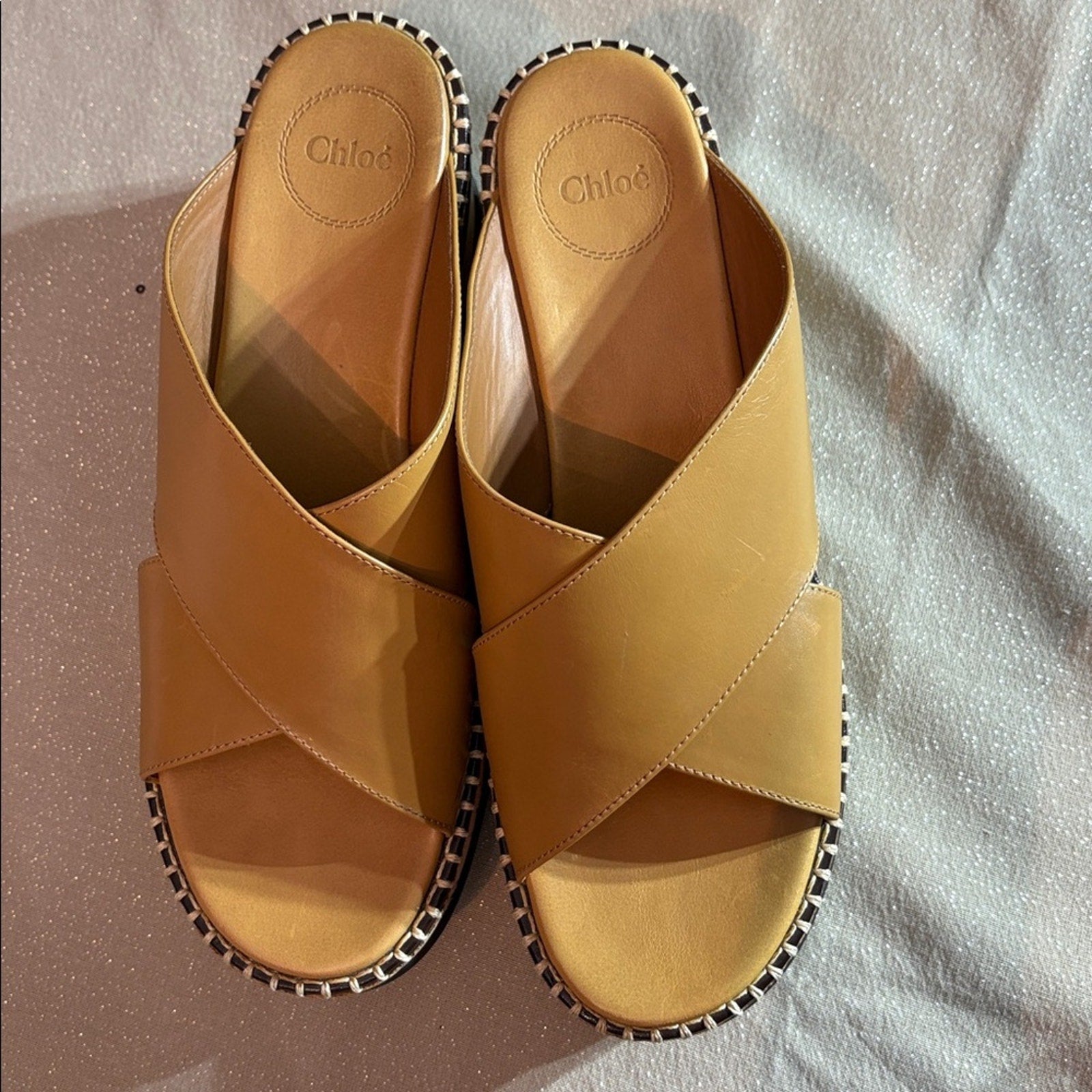 Chloe Women's Brown Camel Sandals Leather - 39