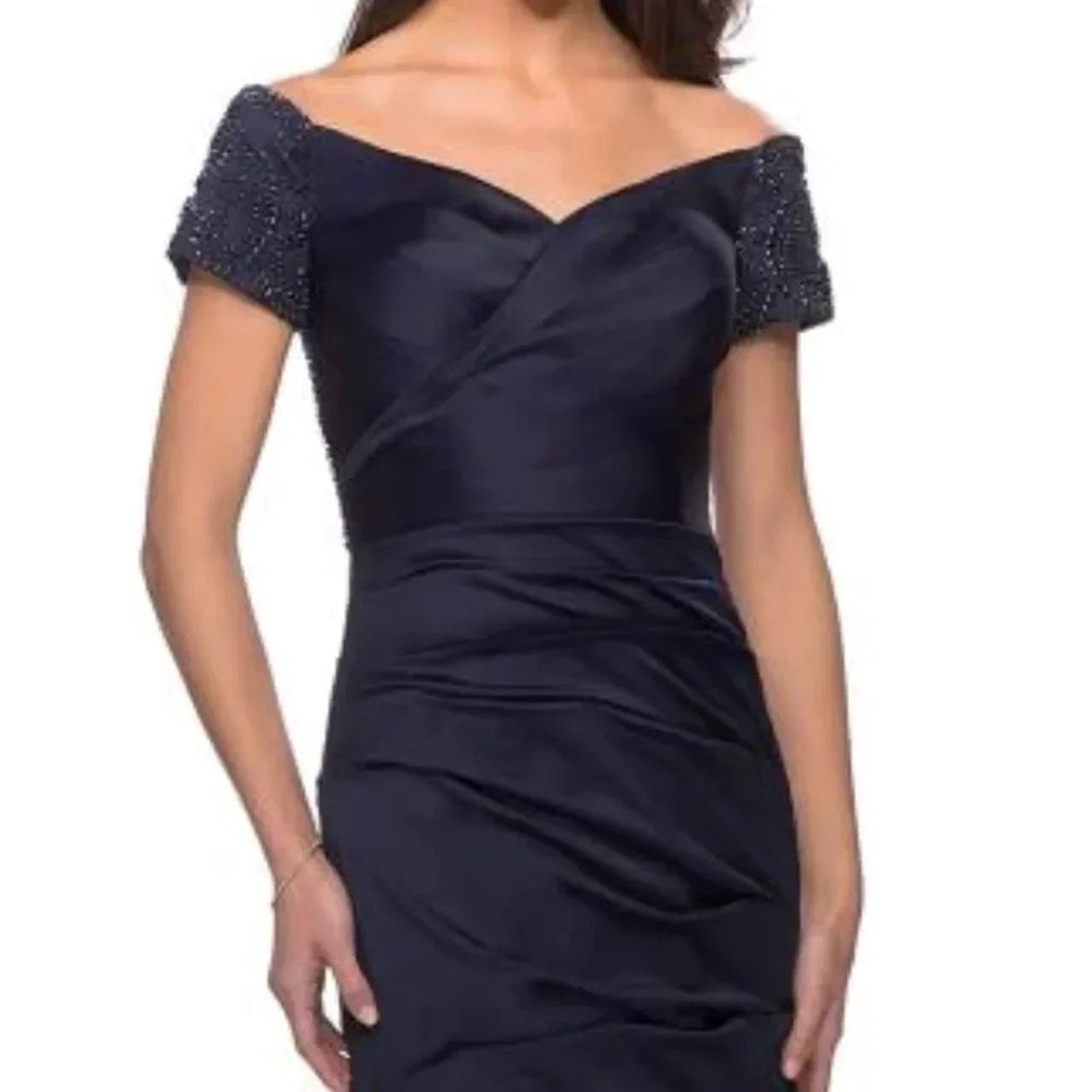 NWOT LA FEMME 25996 navy gown - size 8