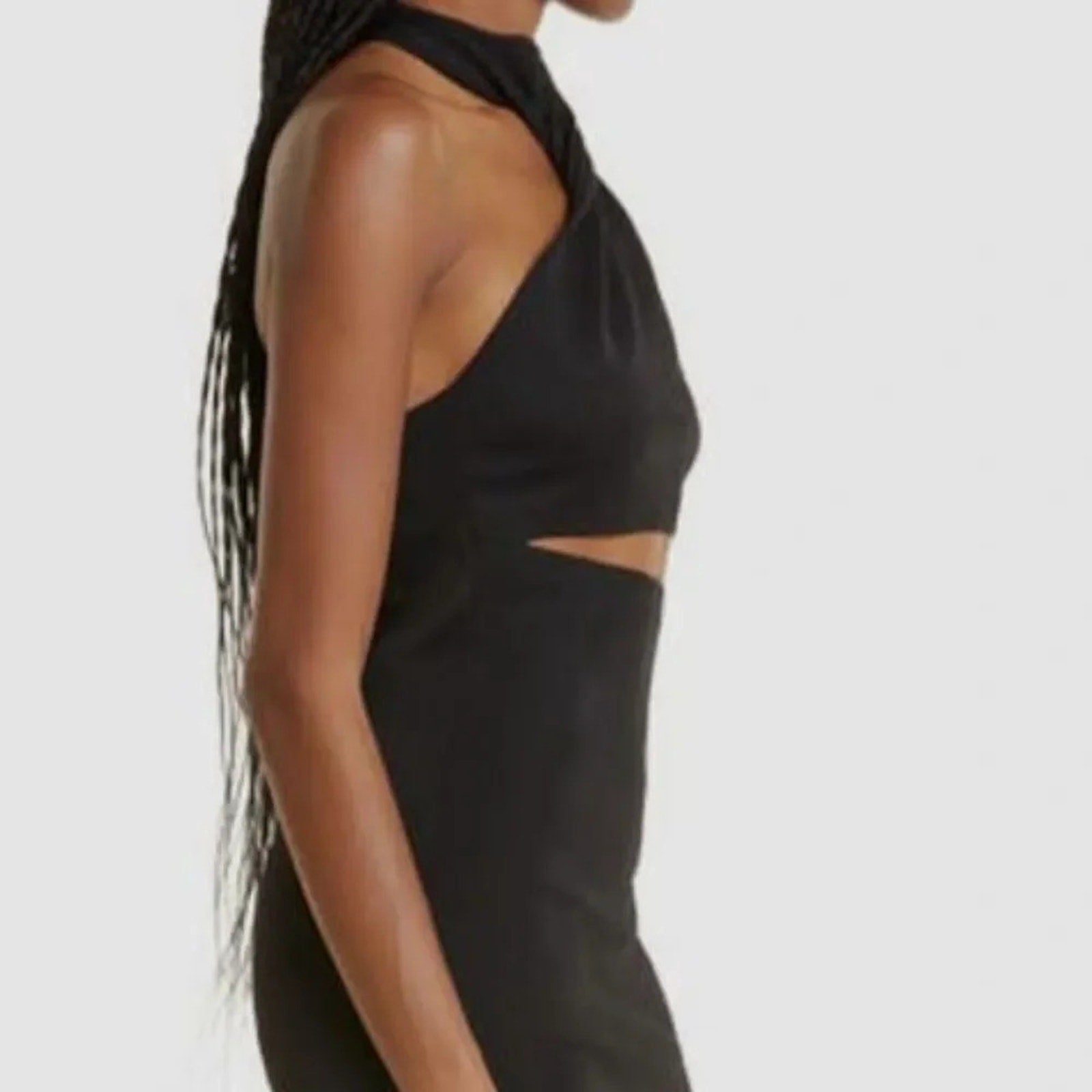 NEW $370 Gauge 81 Women's Black Sleeveless Abile Cutout Halter Midi Dress Size M
