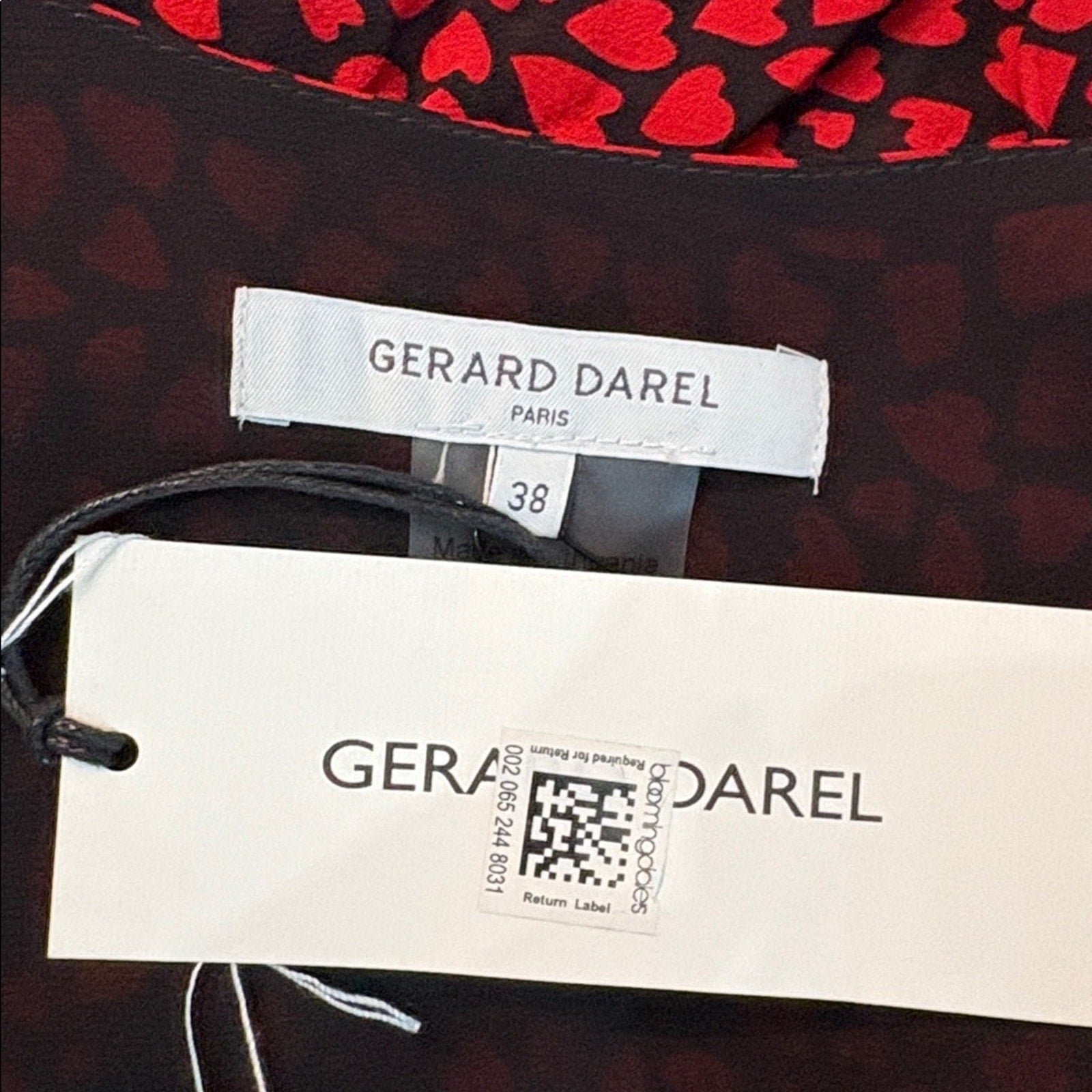 NWT Gerard Darel Adele hearts blouse - size 38 (US 6)