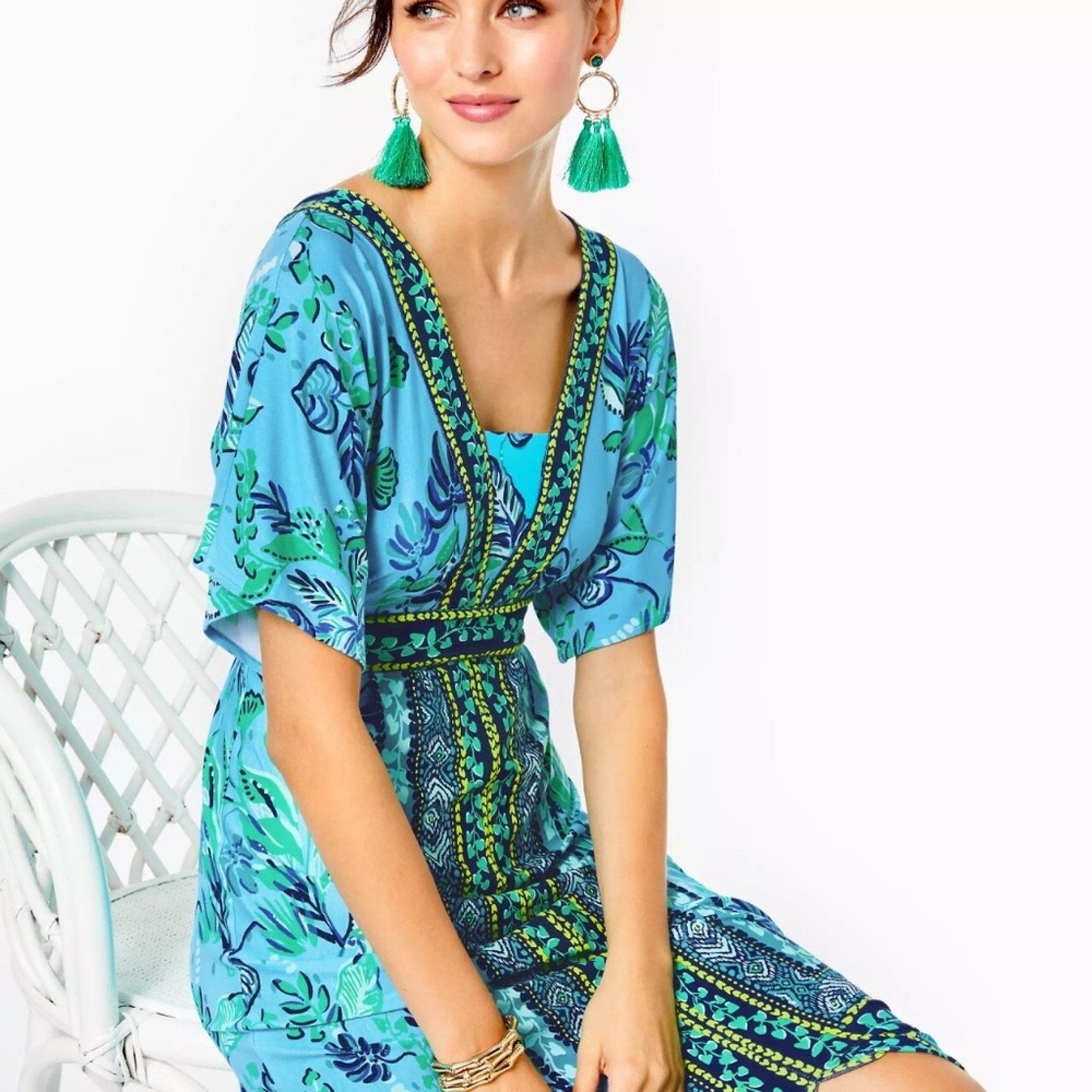 Lilly Pulitzer Ilia Maxi Dress Seabreeze Plant One On You - size 8