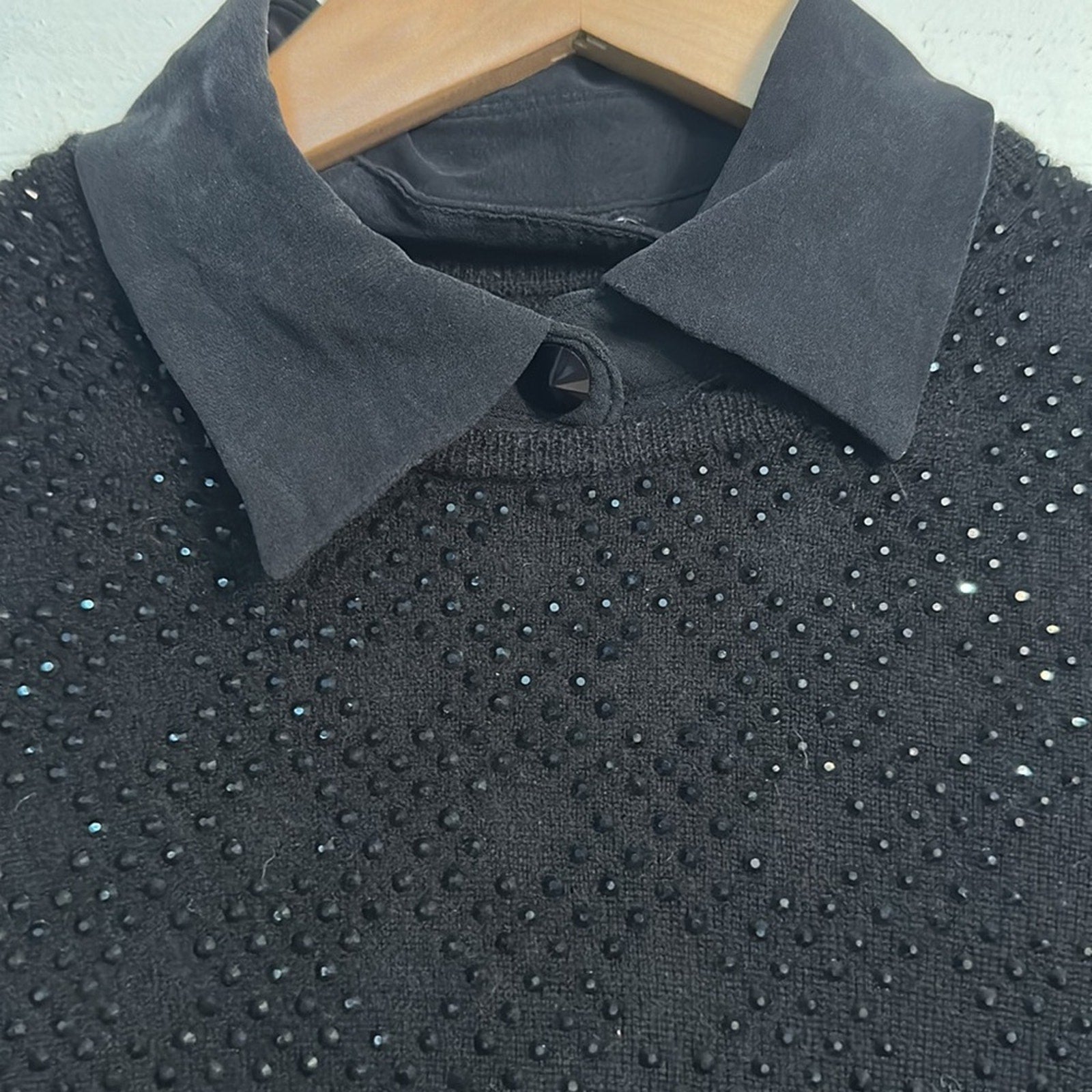Alice + Olívia embellished wool sweater detachable collar - size small