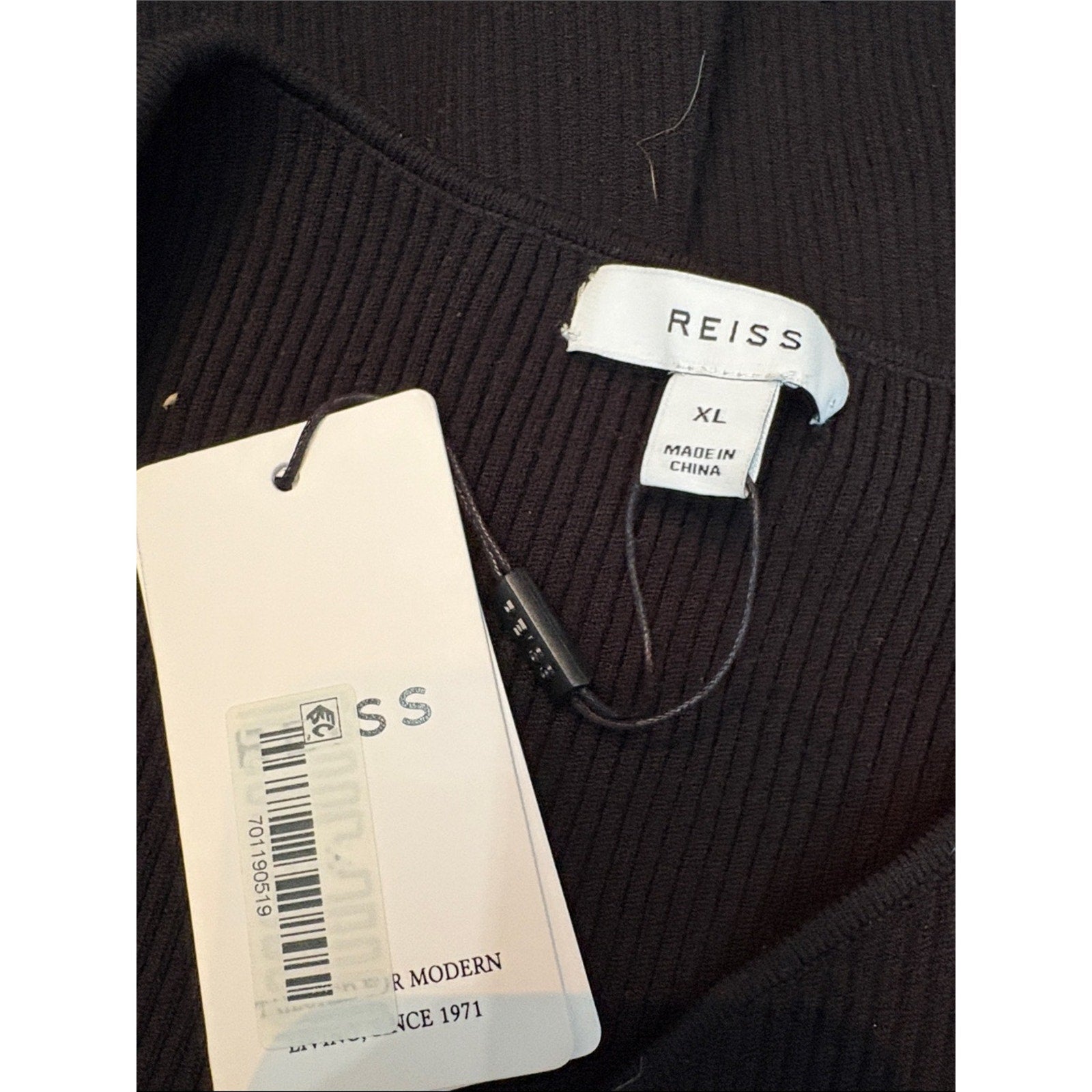 REISS Sasha Fitted Ribbed Asymmetric Neck Sweater Top - size XL - NWT