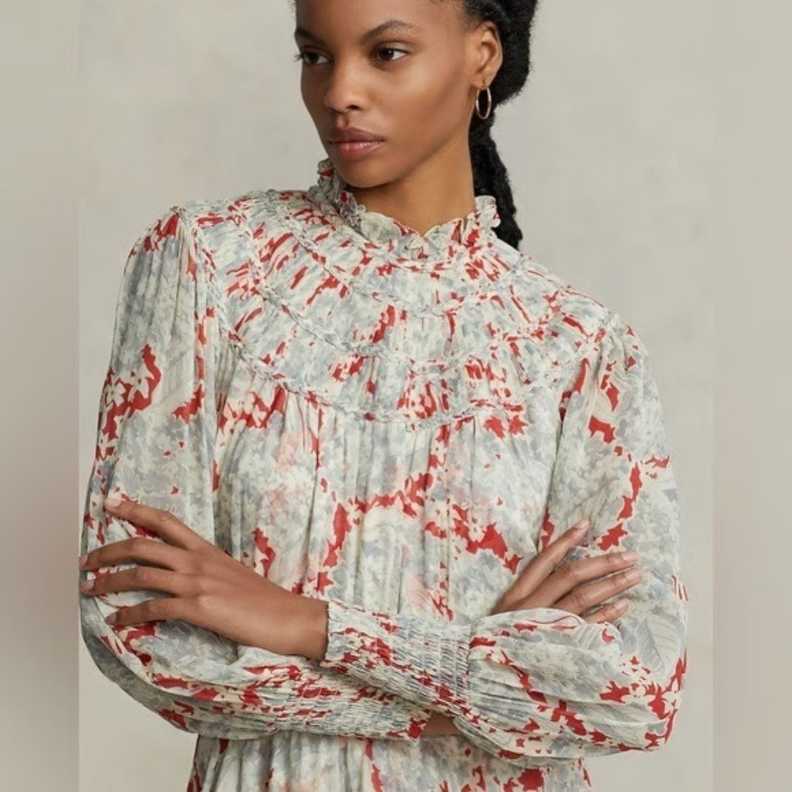 NWT Polo Ralph Lauren Floral Crinkled Georgette Dress - size 0