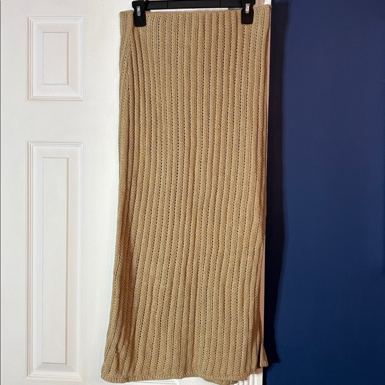 NWT Lauren Ralph Lauren Women Rib Knit Linen Pencil Skirt Beige - size M