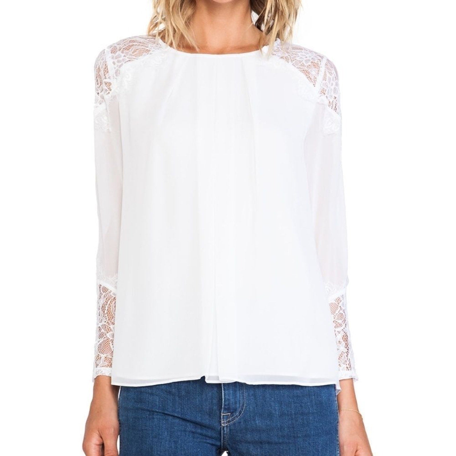 NWT ALICE + OLIVIA Ivory Danyelle Lace in ivory - size M