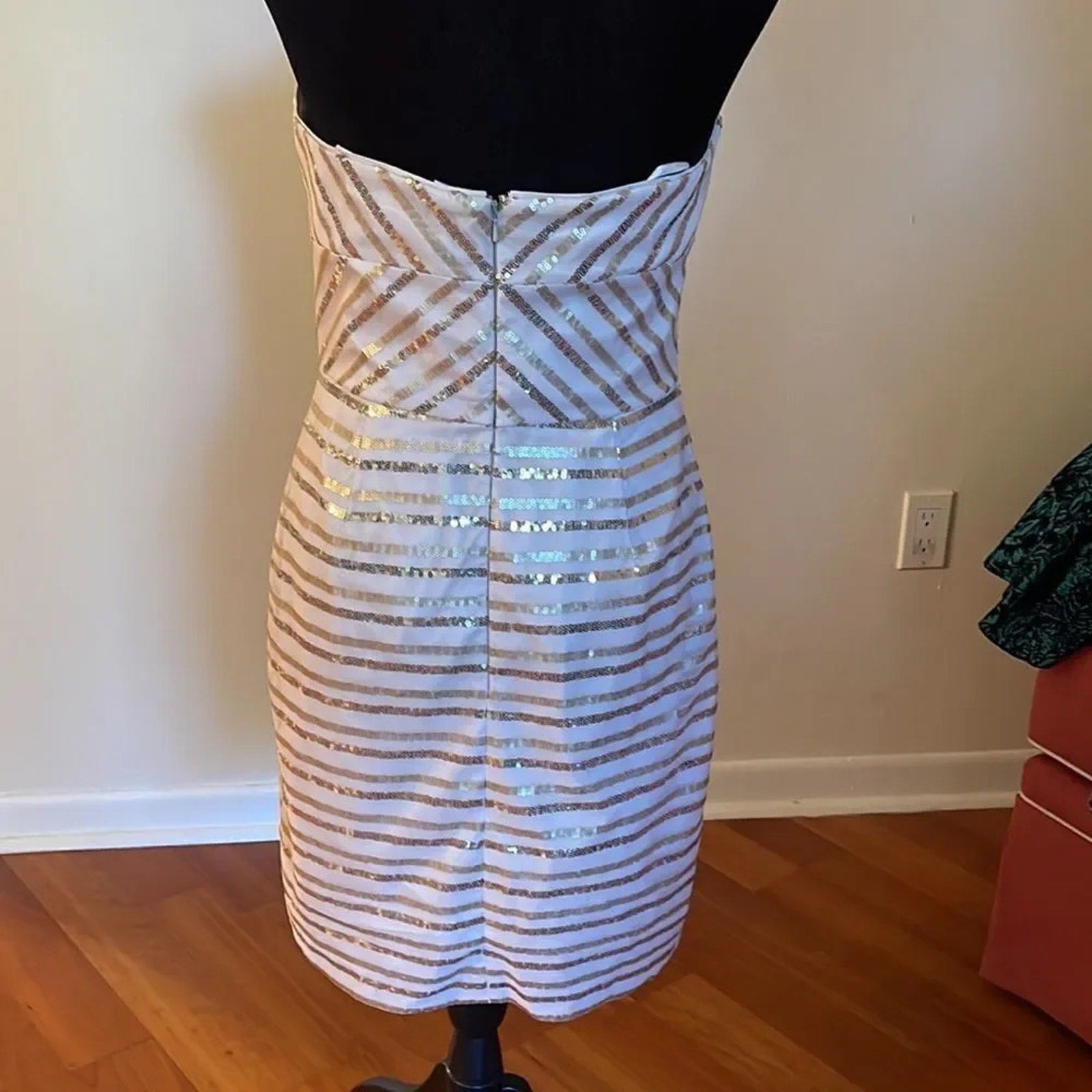 NWT Cache Gold sequin rule strapless dress - size 6
