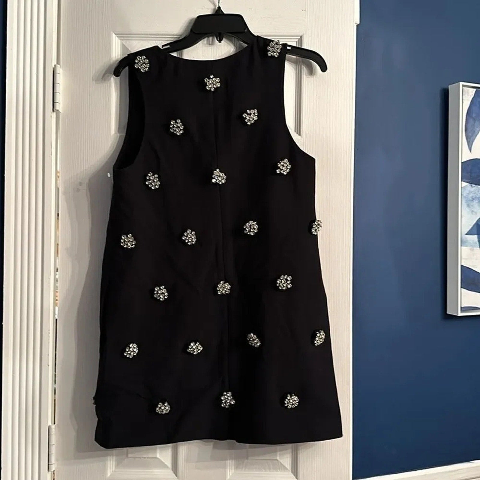 NEW Brandon Maxwell The Sherry Rhinestone Floral Wool Blend Dress - size 8
