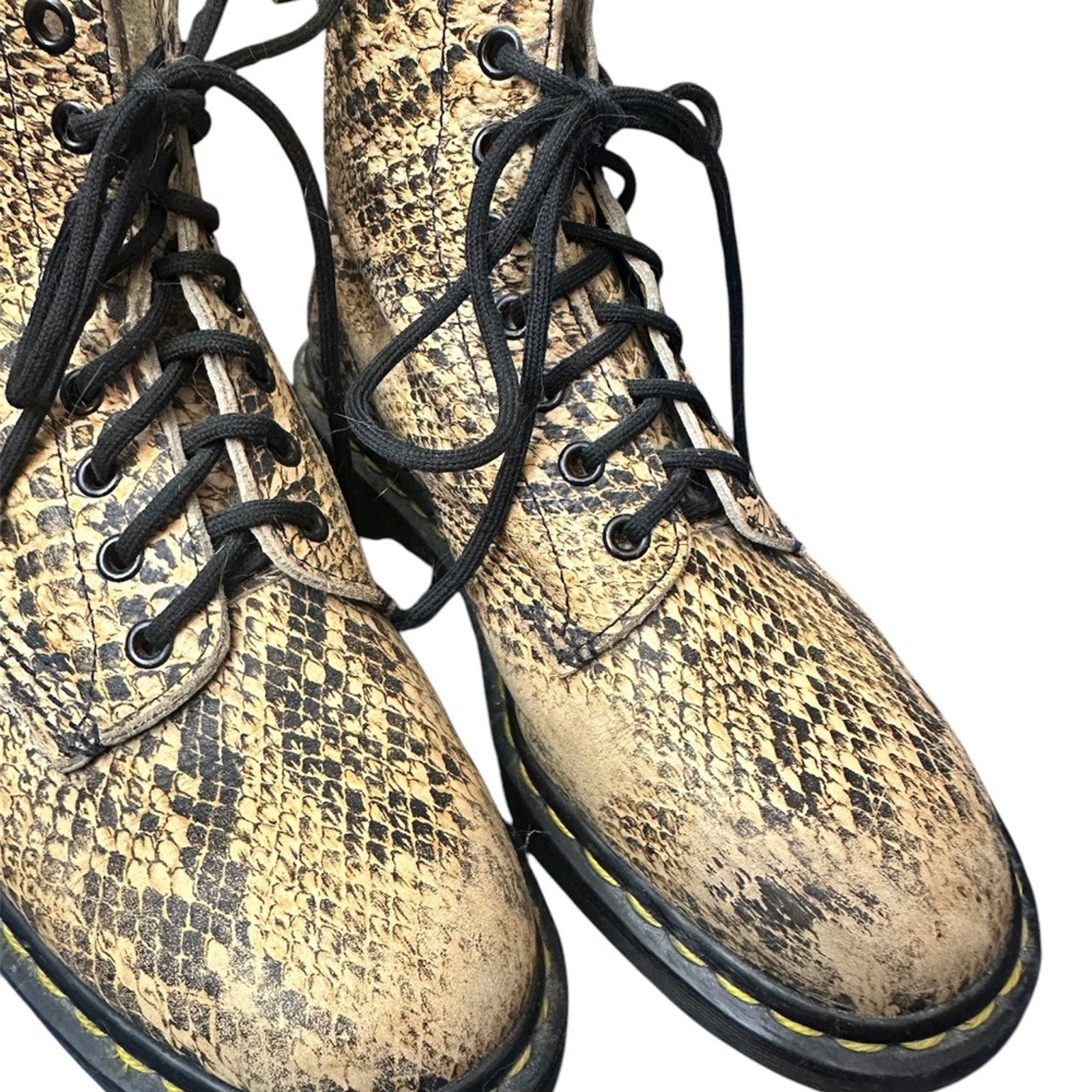 Dr. Martens Reptile Print Leather Boots - Vintage 1990's Docs - Ladies size 9 US