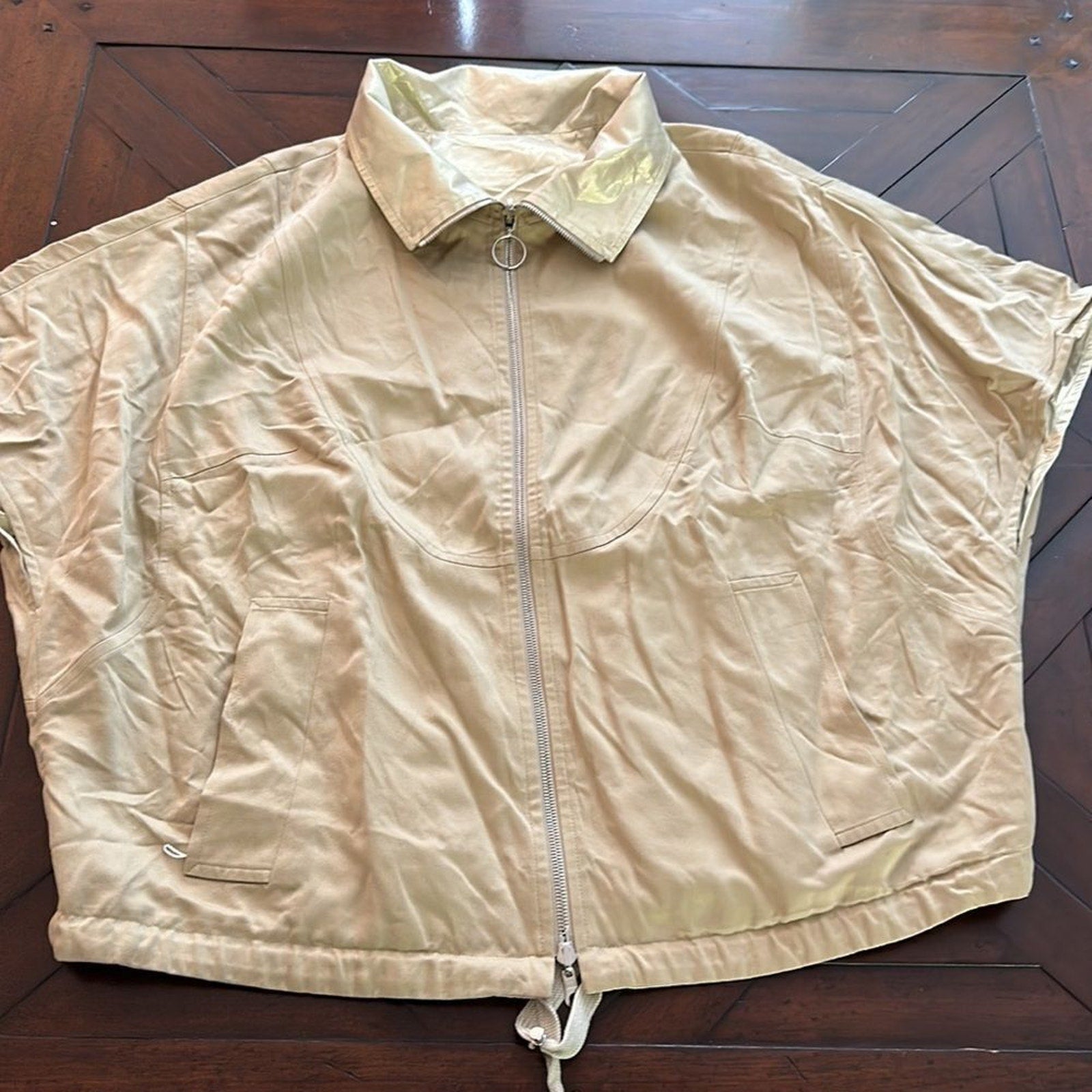 NEW Akris Punto Metallic Gabardine Short-Sleeve Reversible Jacket - size 14