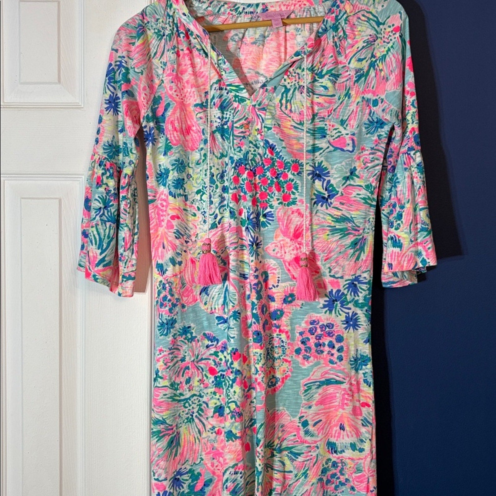 LILLY PULITZER DEL LAGO TUNIC DRESS *GYPSEA* SERENE BLUE - size XXS