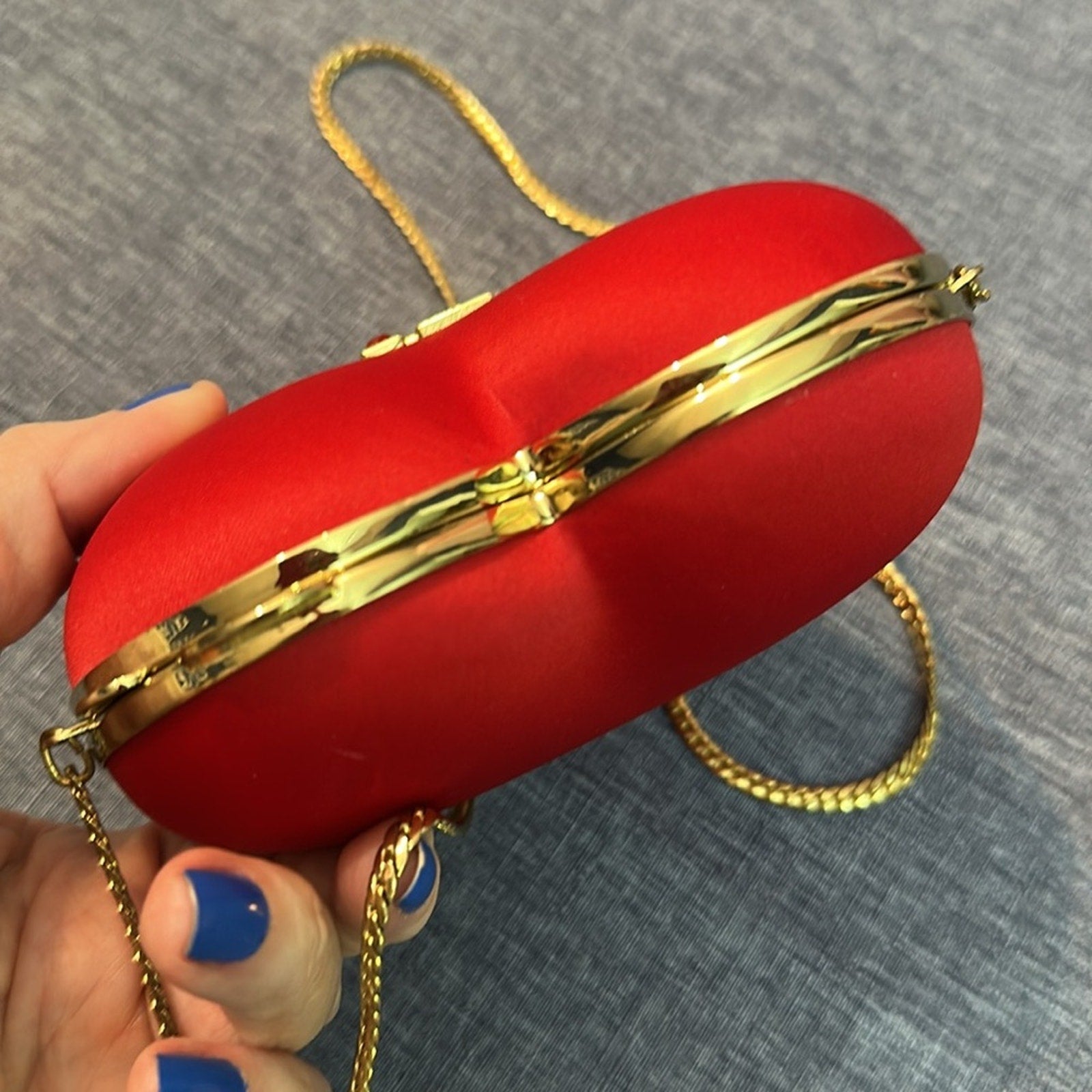 Love Moschino Heart Shaped Box Clutch Bag pouch in satin red