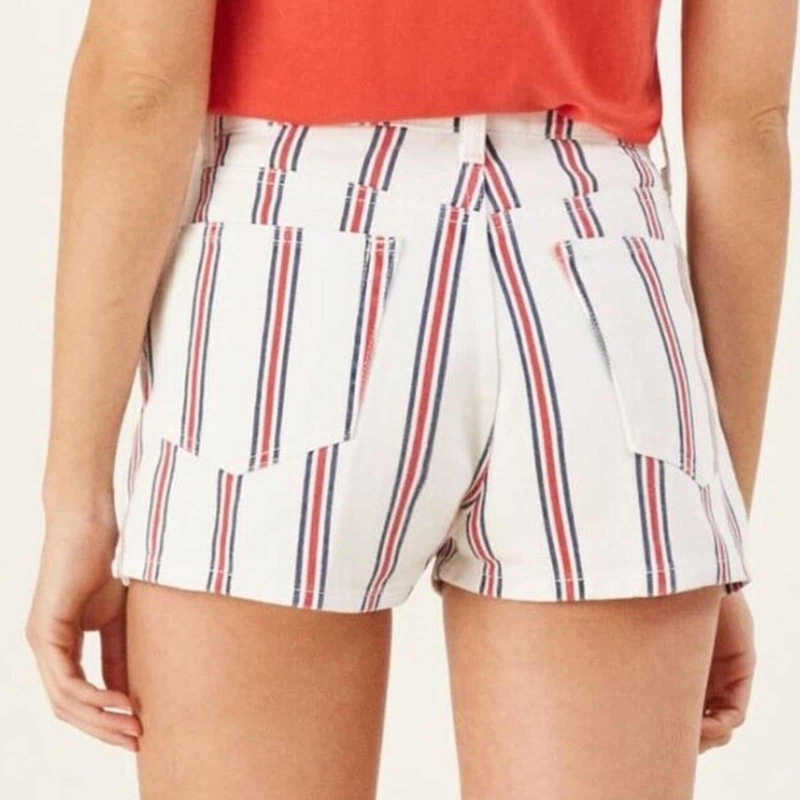 REFORMATION Charlie Grenada White, Red & Blue Striped Shorts Size 27