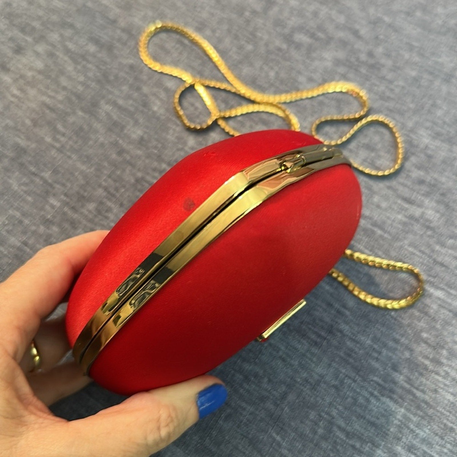 Love Moschino Heart Shaped Box Clutch Bag pouch in satin red