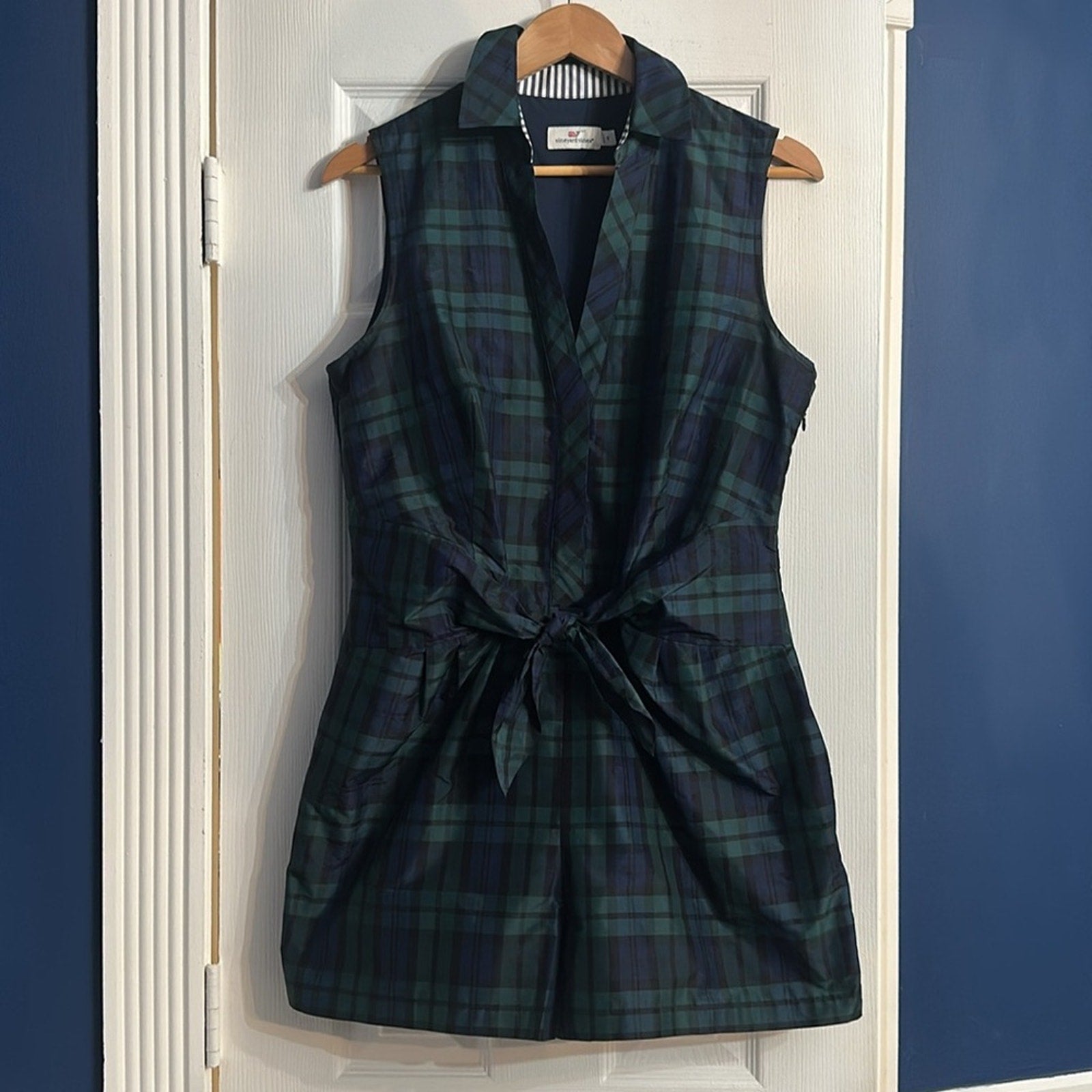 Vineyard Vines Blackwatch Taffeta Romper - size 8