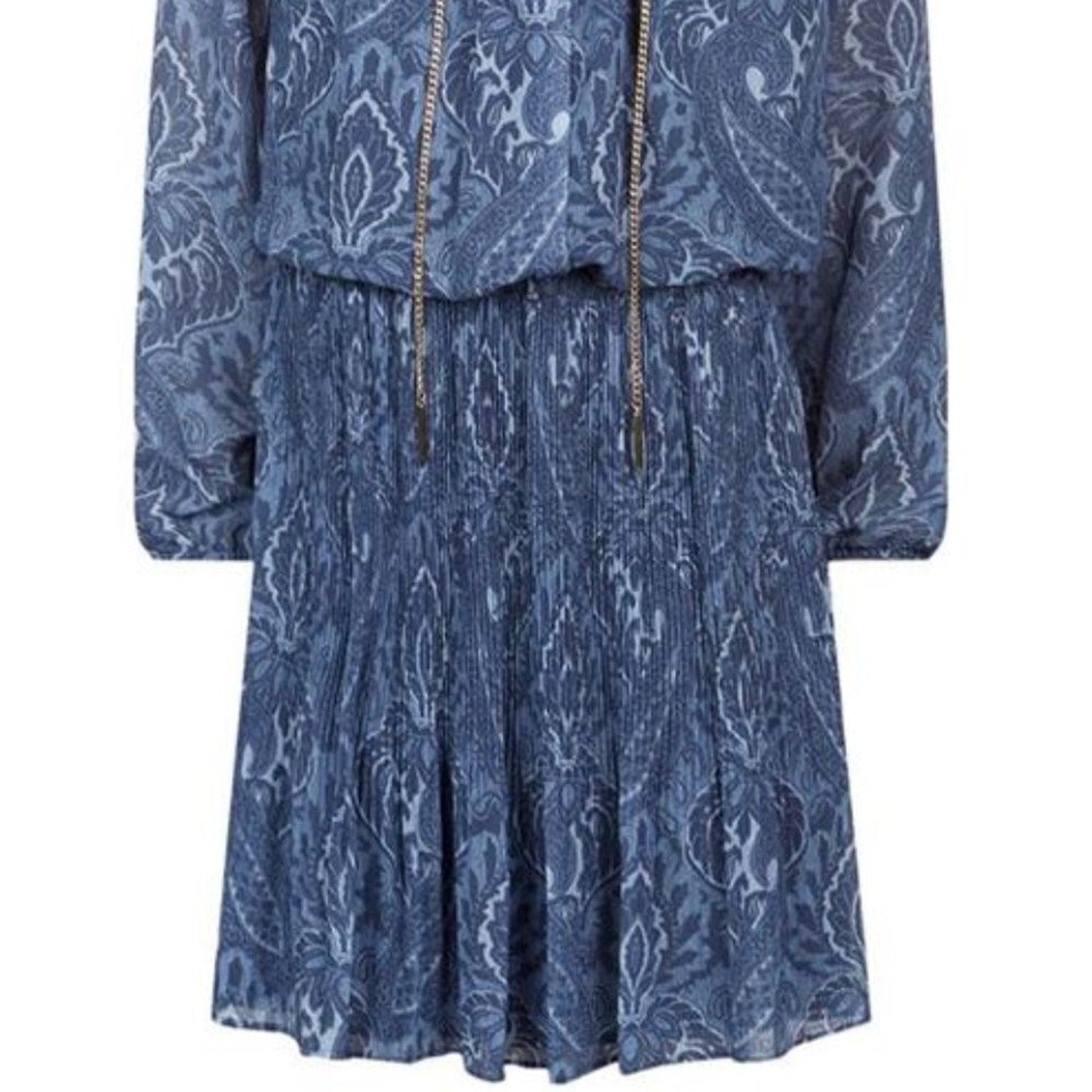 EUC Michael Kors DEVONSHIRE PLEAT DRESS IN MONTEREY BLUE - size XS