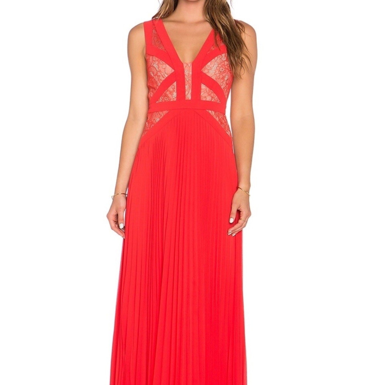 BCBG MAXAZRIA x REVOLVE Bright Poppy Pleated Maxi Dress - size 10