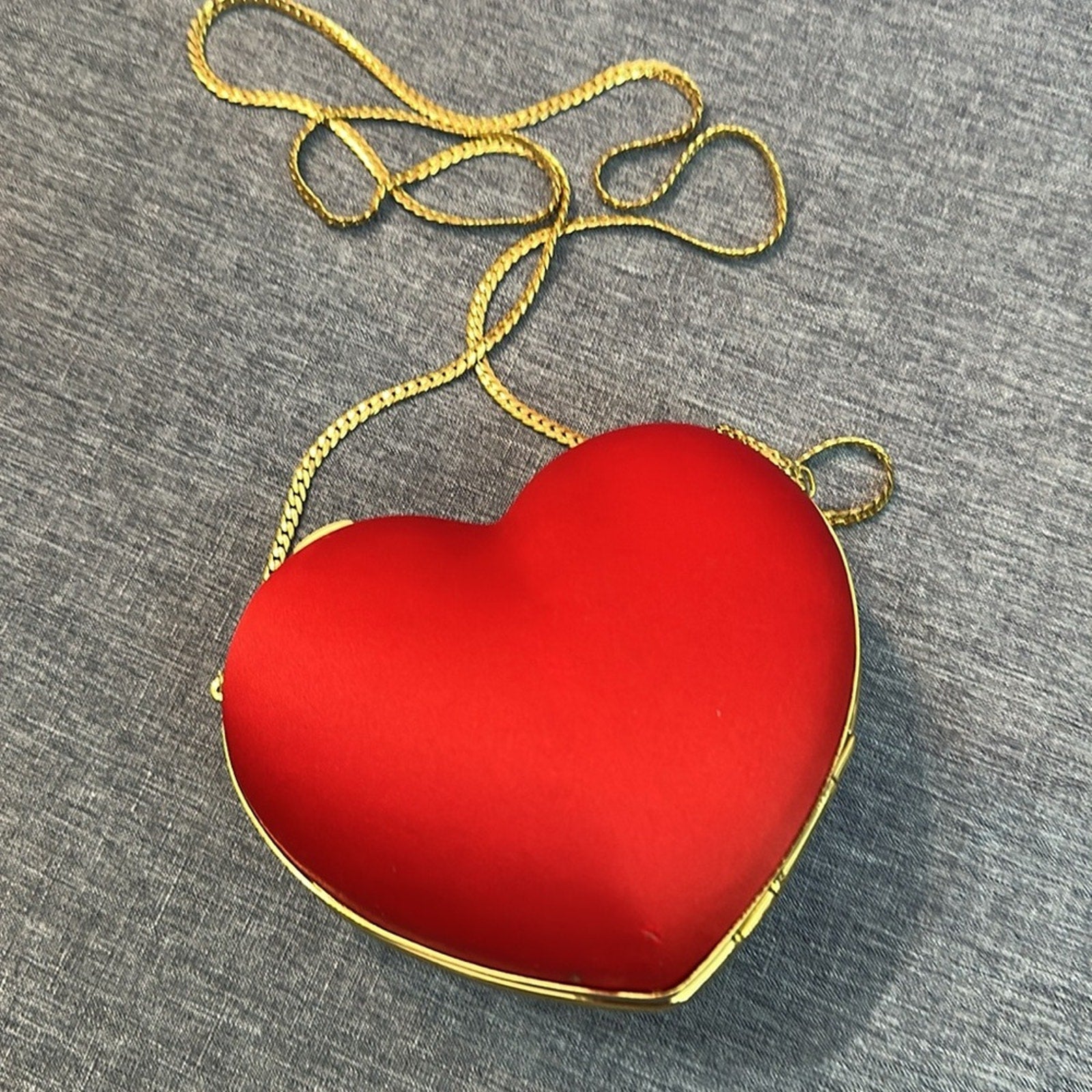 Love Moschino Heart Shaped Box Clutch Bag pouch in satin red
