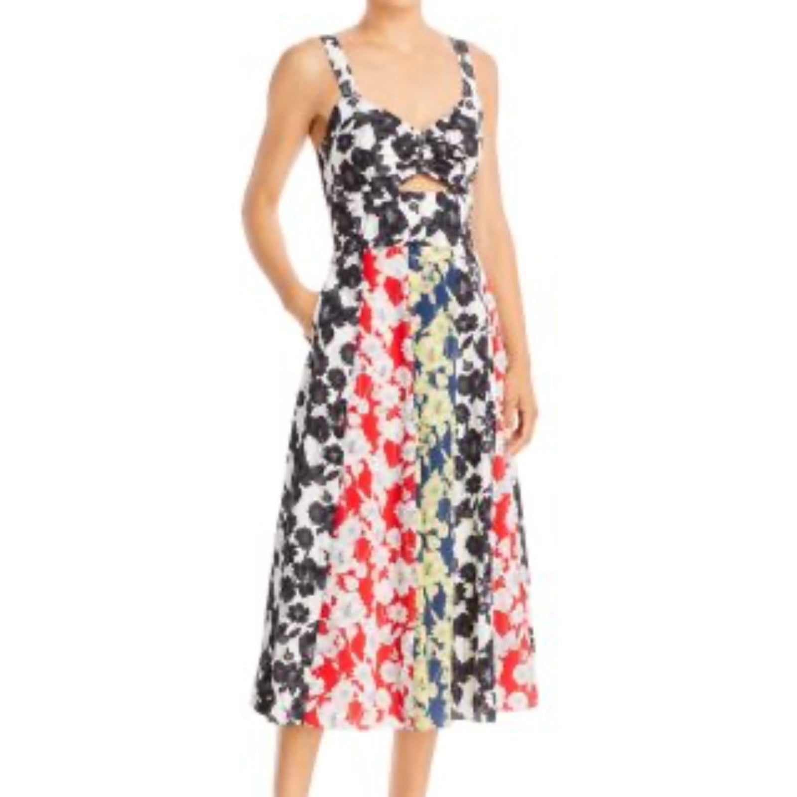 Jason Wu Mix Print A-Line Paneled Sweetheart Dress 100% Silk - size 6