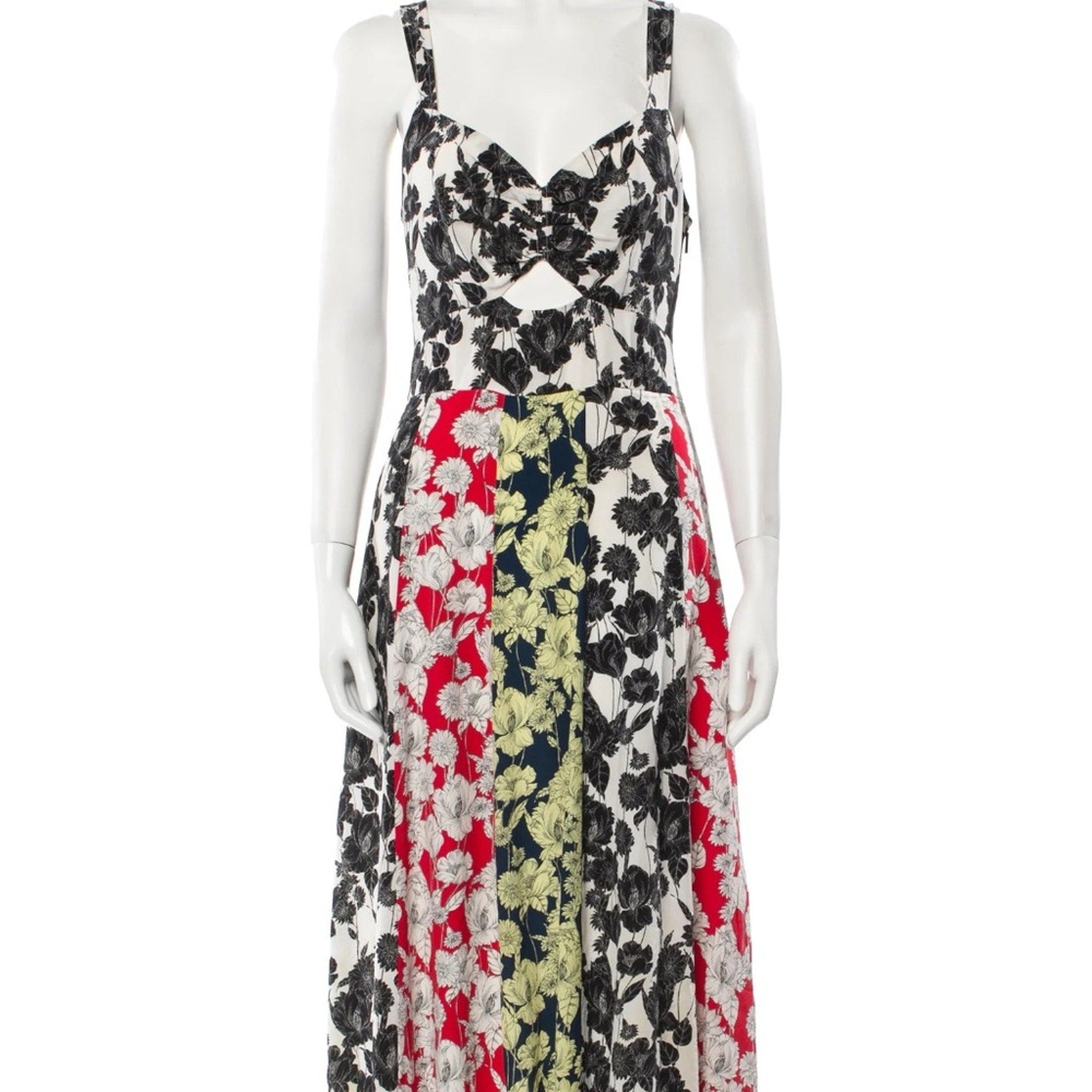 Jason Wu Mix Print A-Line Paneled Sweetheart Dress 100% Silk - size 6