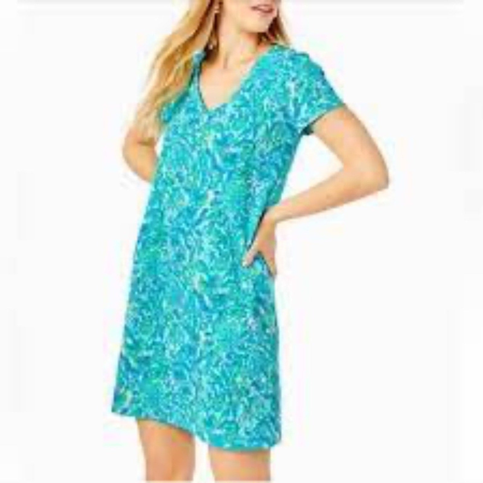 Lilly Pulitzer Etta Dress Surf Blue Green - size small