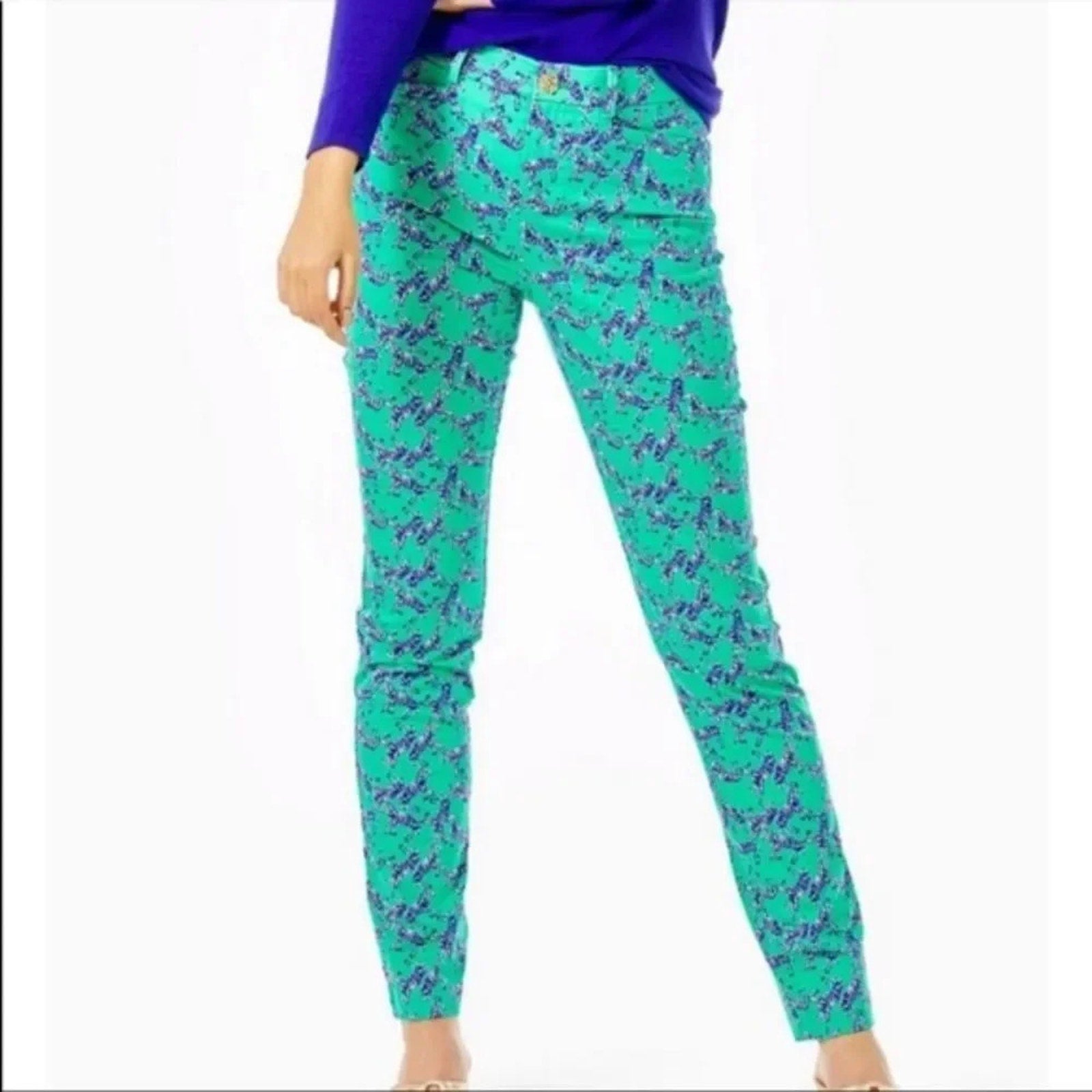 NWT Lilly Pulitzer Kelly Stretch Pants Heebee Zeebees $148 Size 00