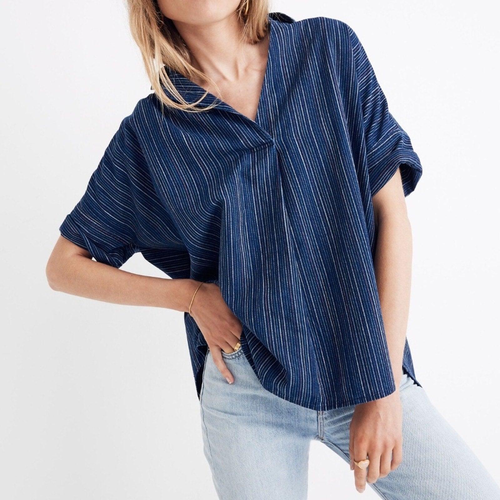 NWT Madewell Courier Button-Back Shirt in Cecile Stripe - size small