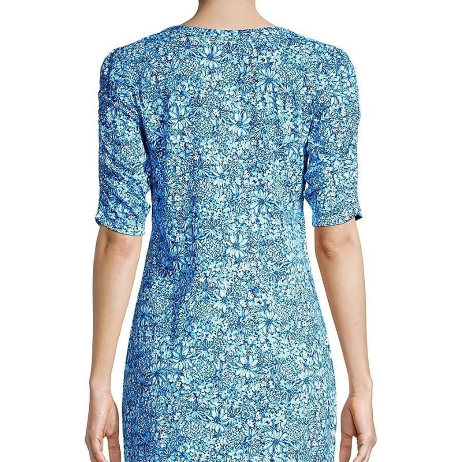 Lilly Pulitzer Belden T-shirt Dress in Cumulus Blue Blooming Together - size XS