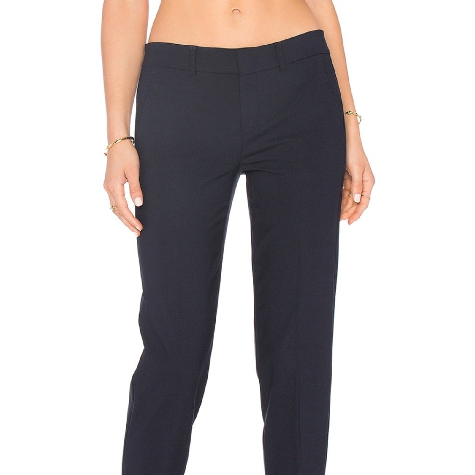 VINCE STRAPPING' STRETCH WOOL TROUSERS IN COASTAL BLUE - size 2