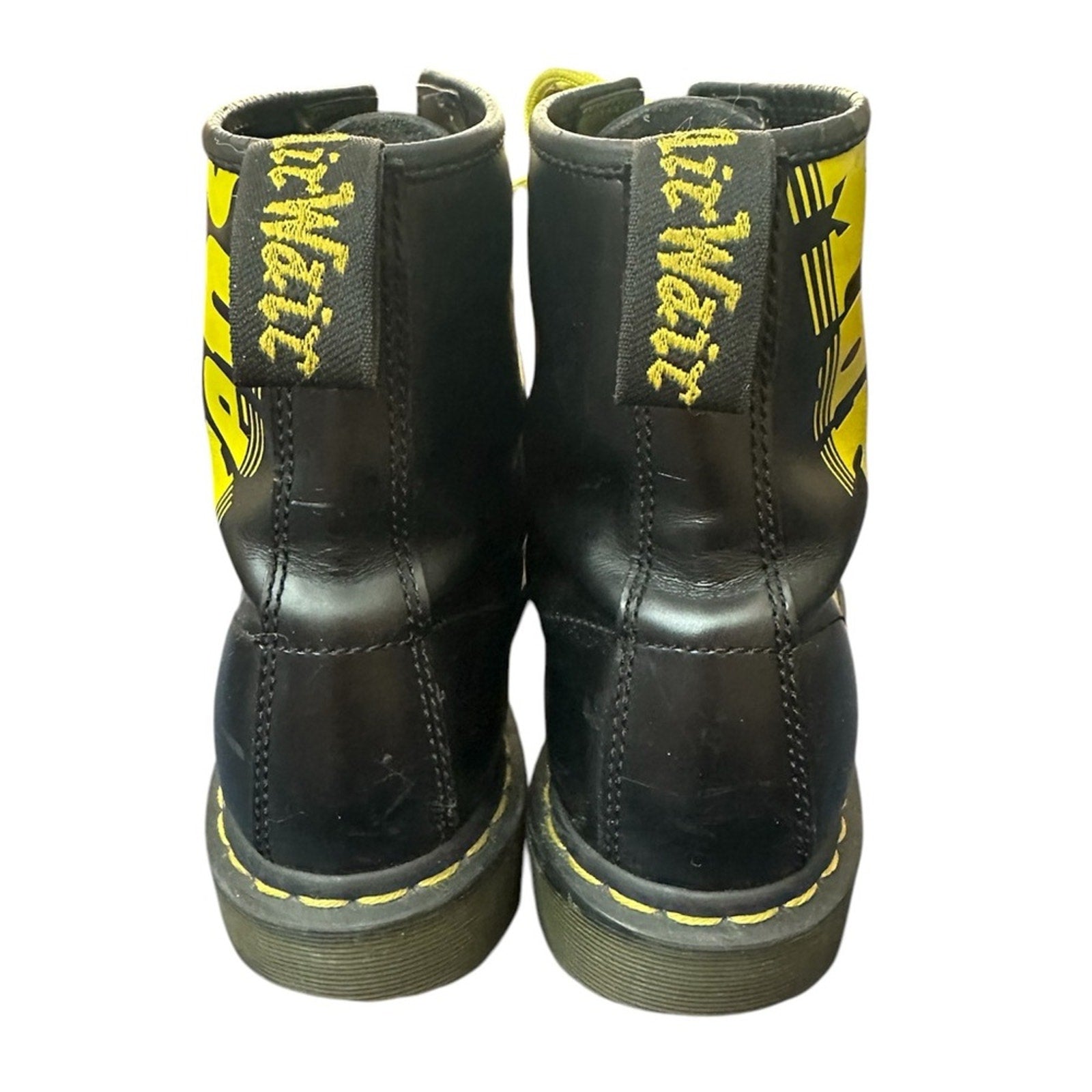 Dr. Martens 1b89 Logo Black/Yellow Leather Boots - 9