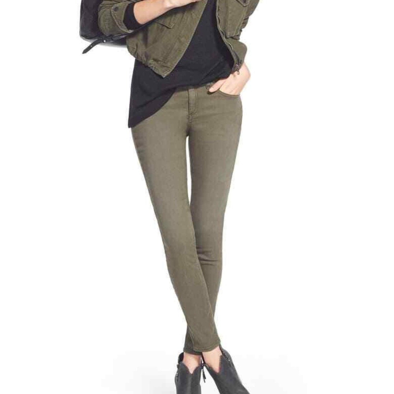 NWT RAG & BONE The Skinny Jeans Dist Fatigue - size 28
Waist: 15”