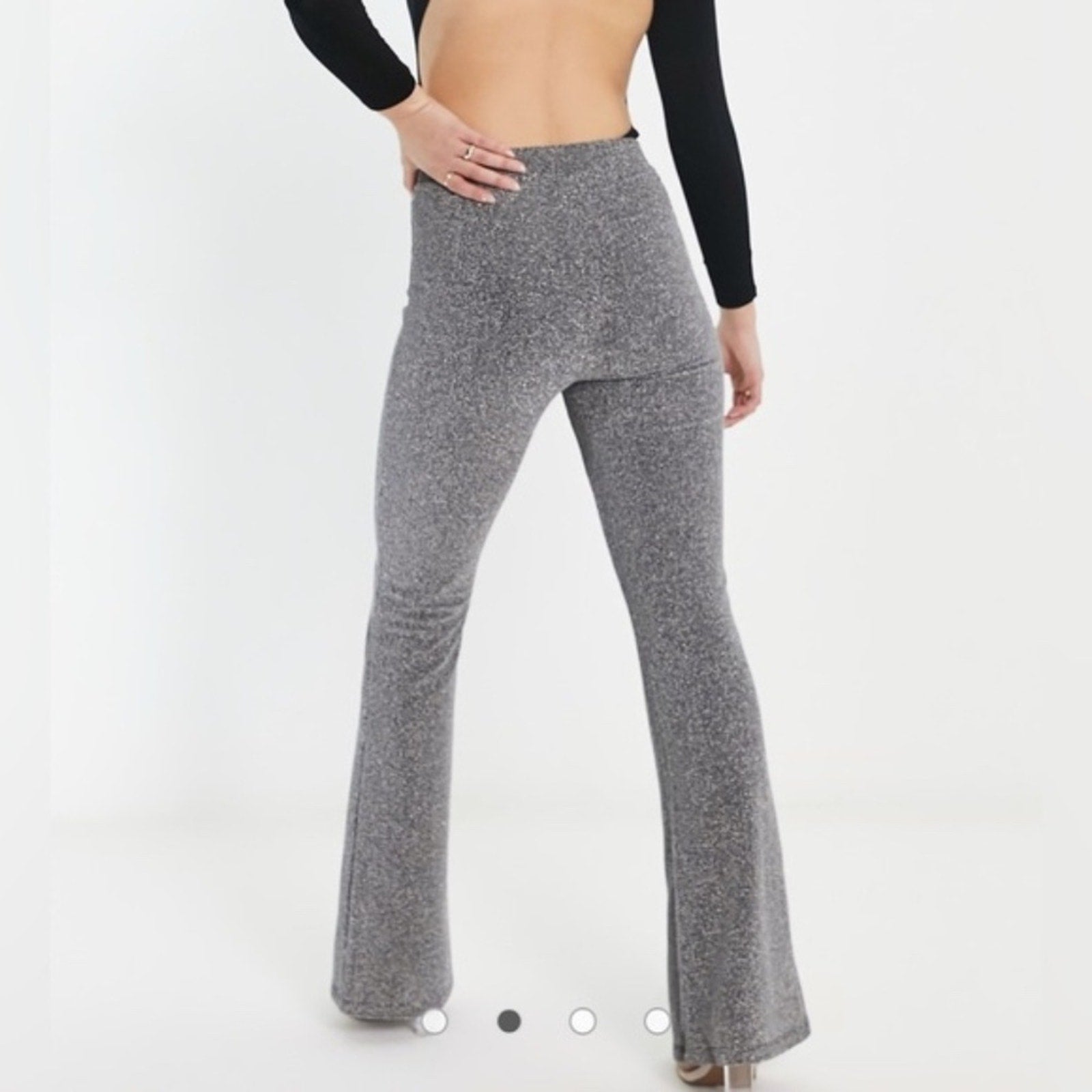 NWT NAKED WARDROBE Shimmer Metallic Straight Leg Pants In Gunmetal - XS