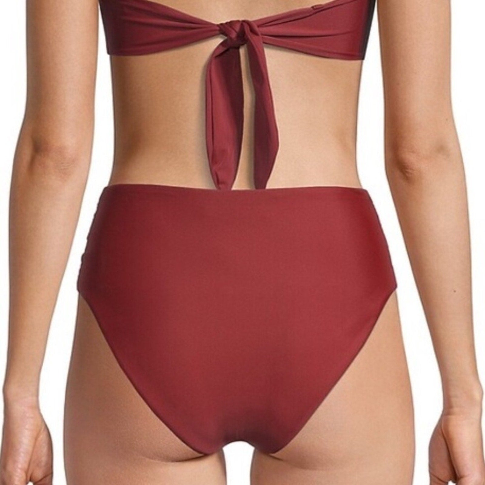 NWT Veronica Beard Azoia Tie Front Bikini Bottom Women's Deep Brick Elastic XS
