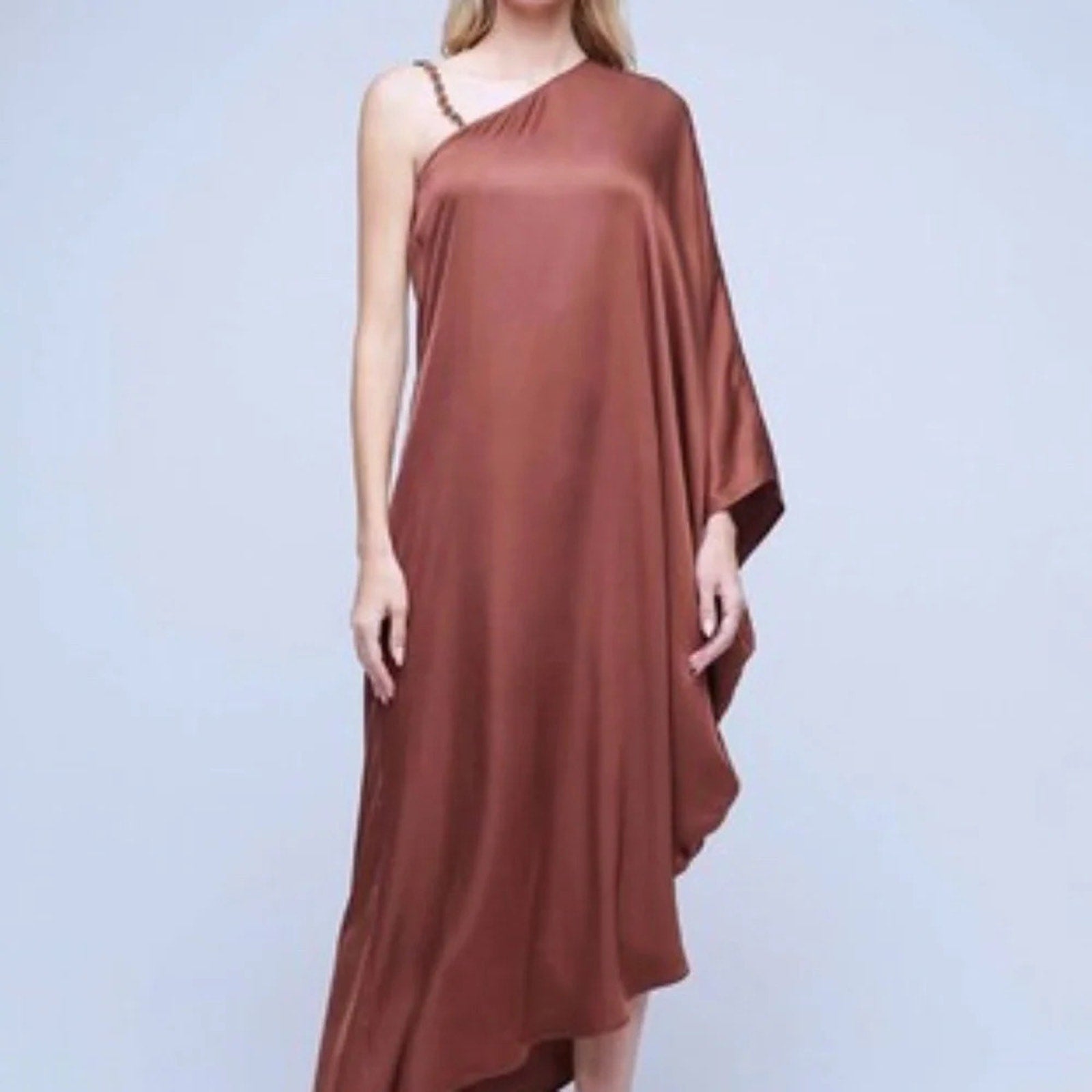 NWT L'AGENCE Kerry Kaftan Dress in Hickory  - size Large