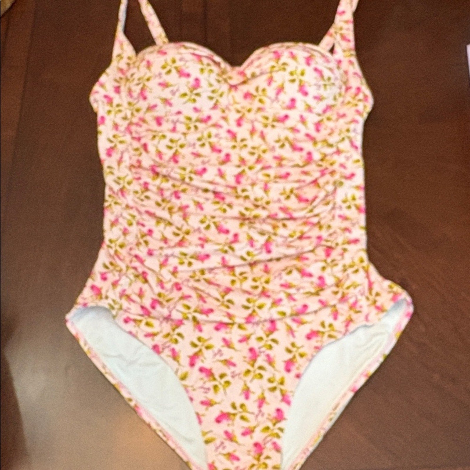 NWT Betsey Johnson Large Pink Roses One Piece Betsey Swim Suit - size XL